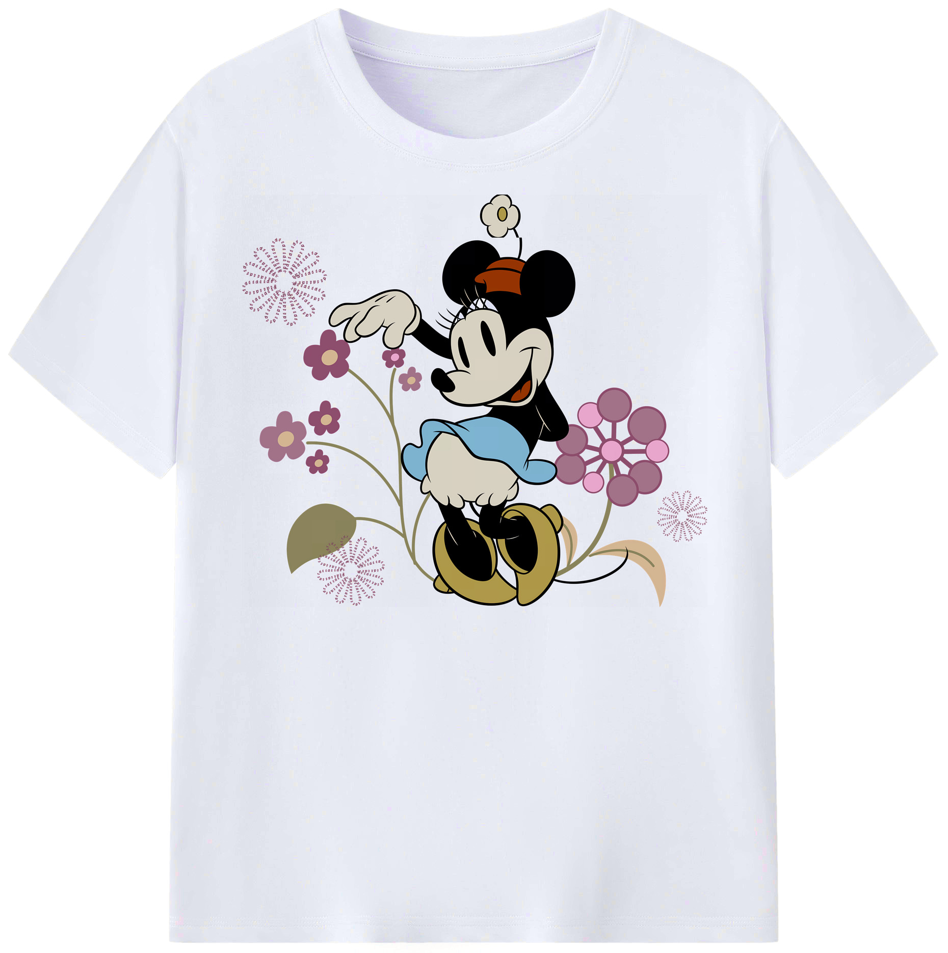 （画像用） ミッキーマウス Mickey Mouse レディースカジュアルプリントTシャツ（綿100％）