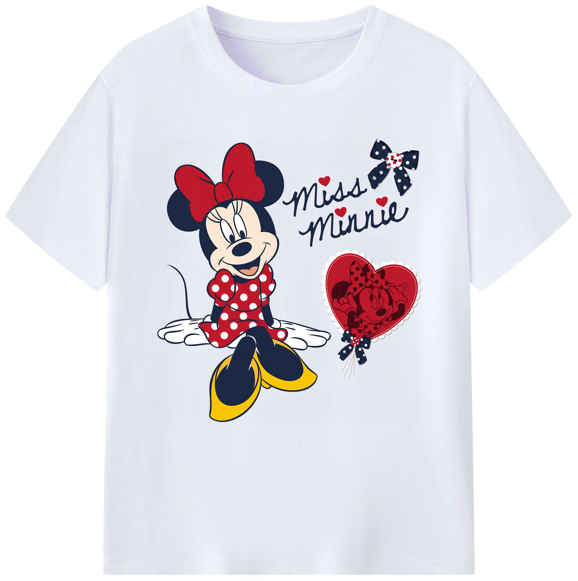 （画像用） ミッキーマウス Mickey Mouse レディースカジュアルプリントTシャツ（綿100％）