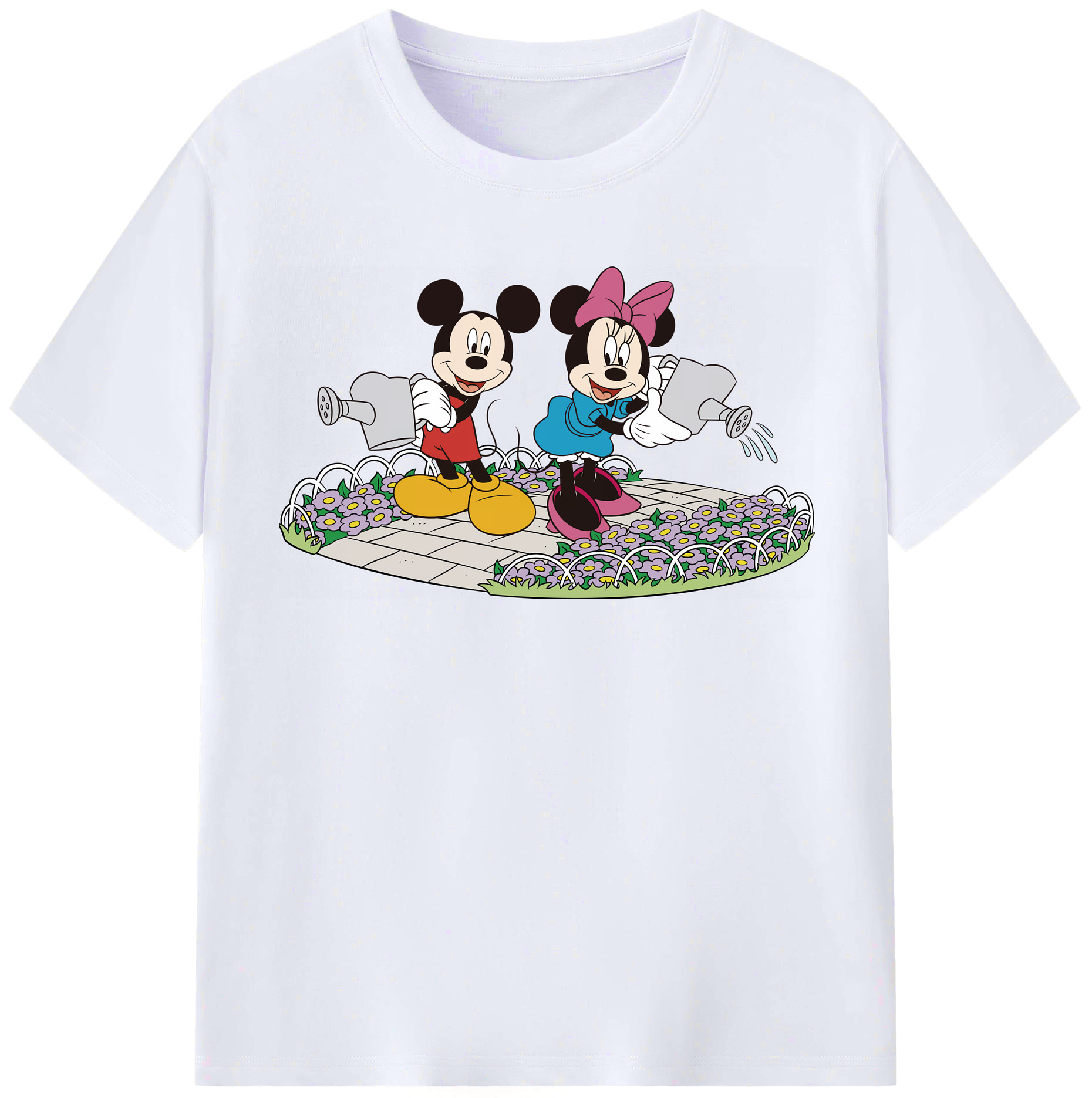 （画像用） ミッキーマウス Mickey Mouse レディースカジュアルプリントTシャツ（綿100％）