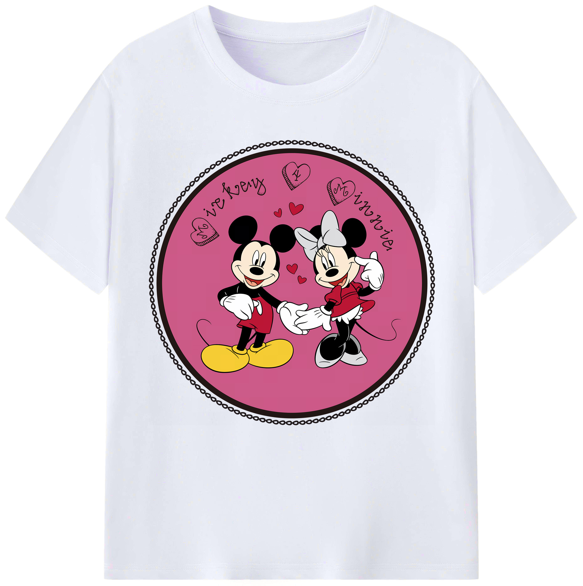 （画像用） ミッキーマウス Mickey Mouse レディースカジュアルプリントTシャツ（綿100％）