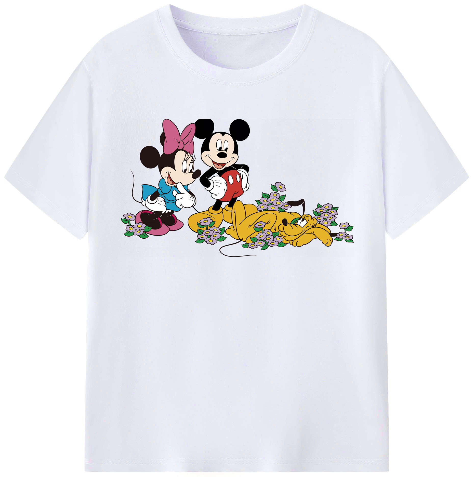 （画像用） ミッキーマウス Mickey Mouse レディースカジュアルプリントTシャツ（綿100％）