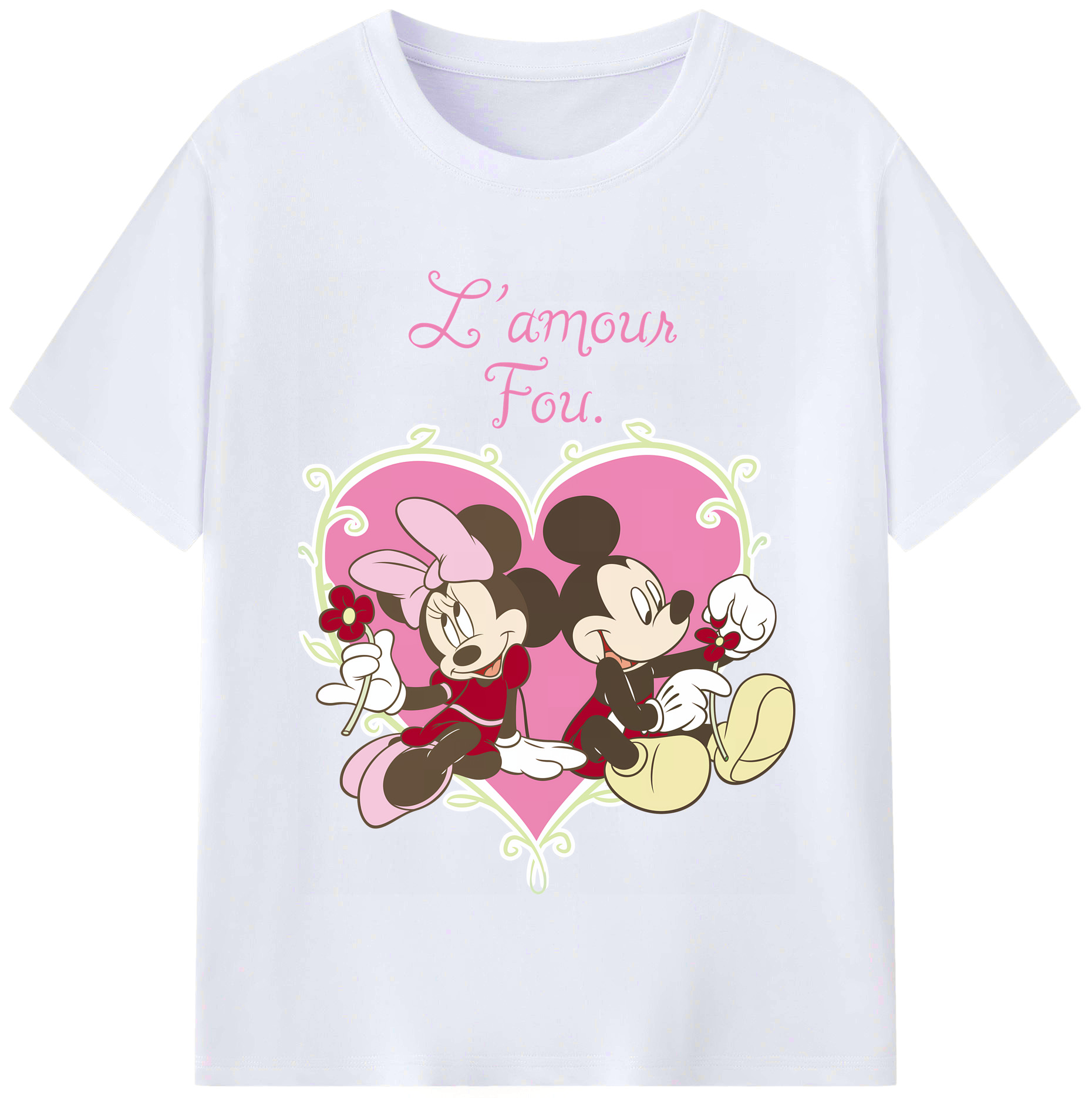 （画像用） ミッキーマウス Mickey Mouse レディースカジュアルプリントTシャツ（綿100％）