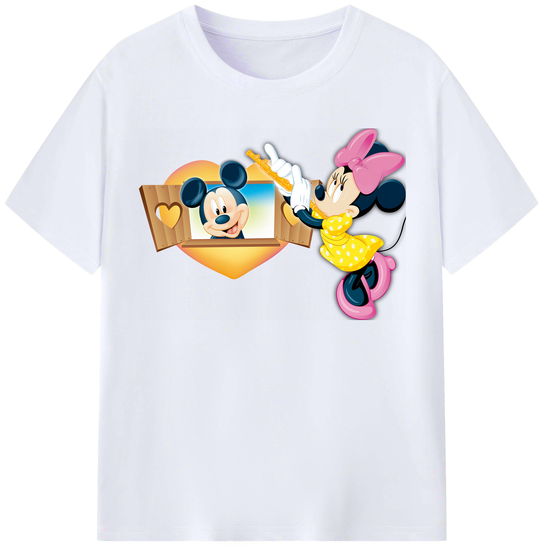 （画像用） ミッキーマウス Mickey Mouse レディースカジュアルプリントTシャツ（綿100％）