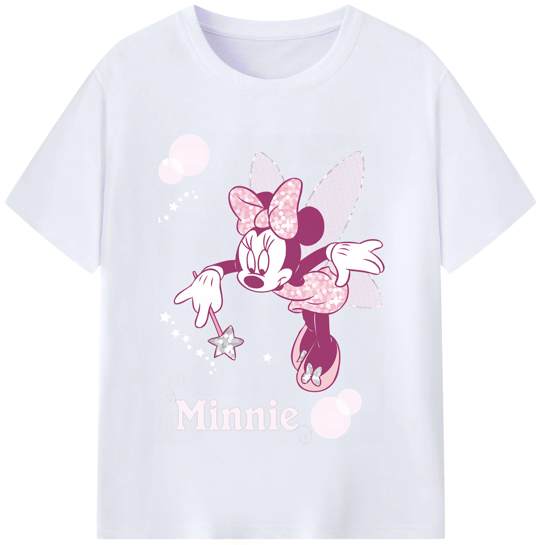 （画像用） ミッキーマウス Mickey Mouse レディースカジュアルプリントTシャツ（綿100％）