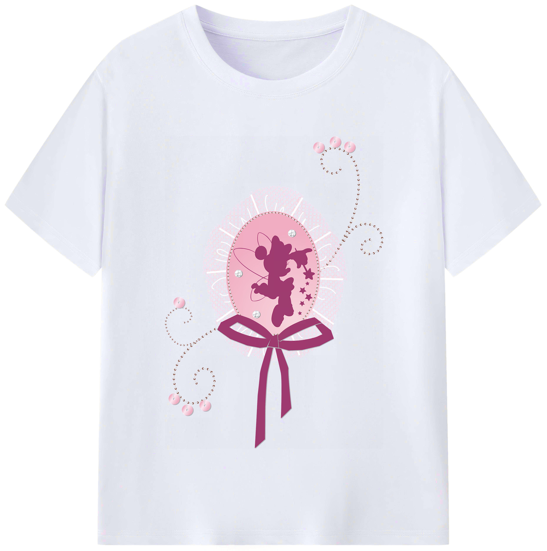 （画像用） ミッキーマウス Mickey Mouse レディースカジュアルプリントTシャツ（綿100％）