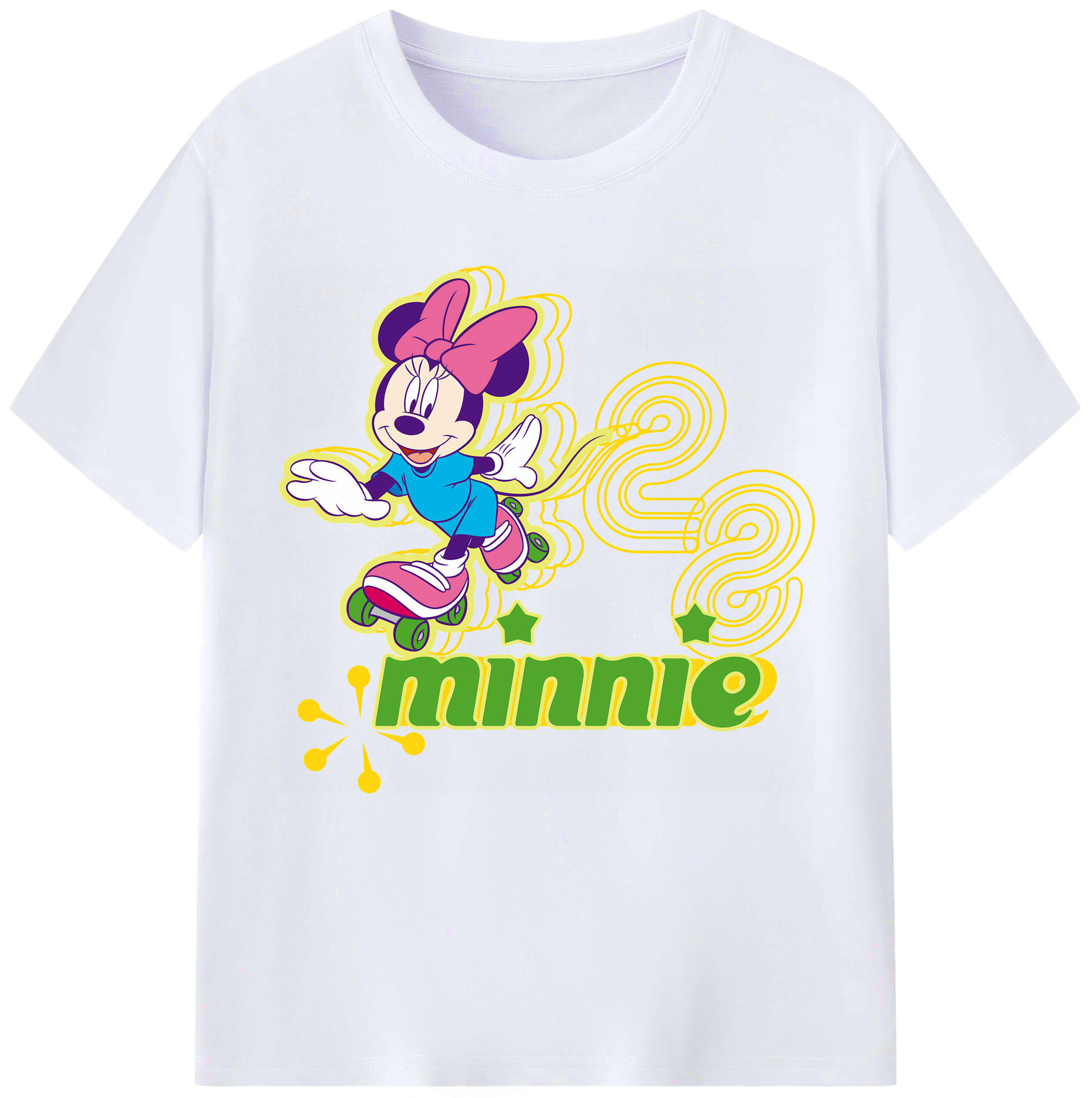（画像用） ミッキーマウス Mickey Mouse レディースカジュアルプリントTシャツ（綿100％）