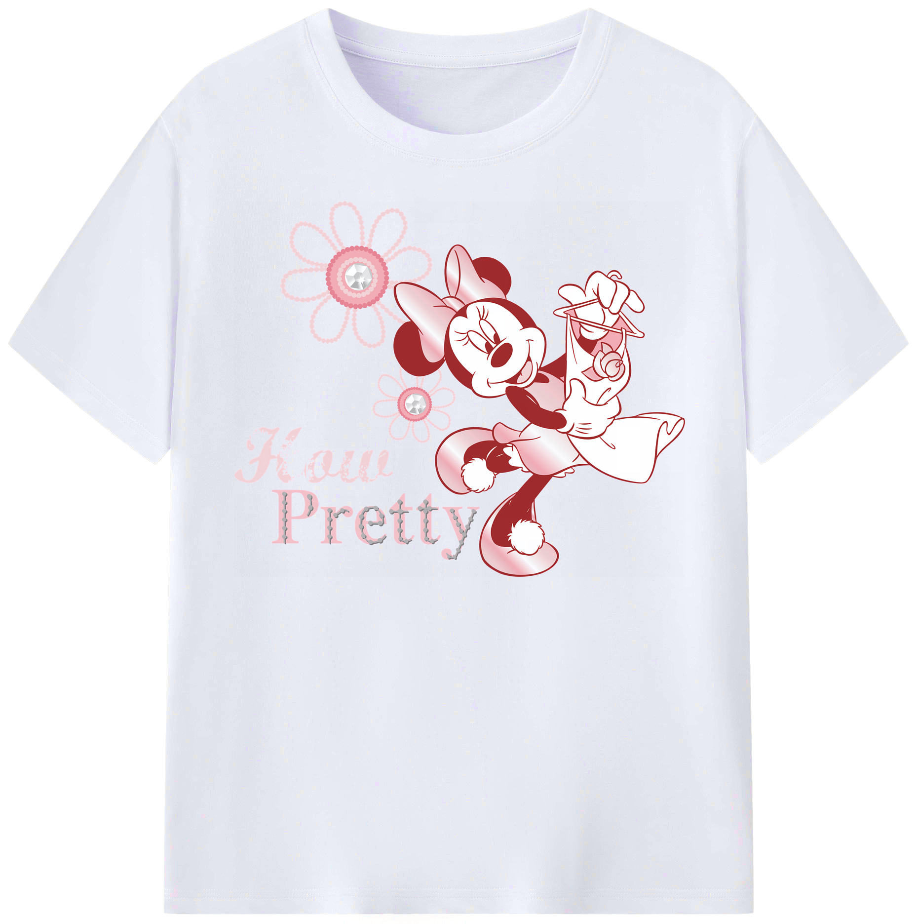 （画像用） ミッキーマウス Mickey Mouse レディースカジュアルプリントTシャツ（綿100％）