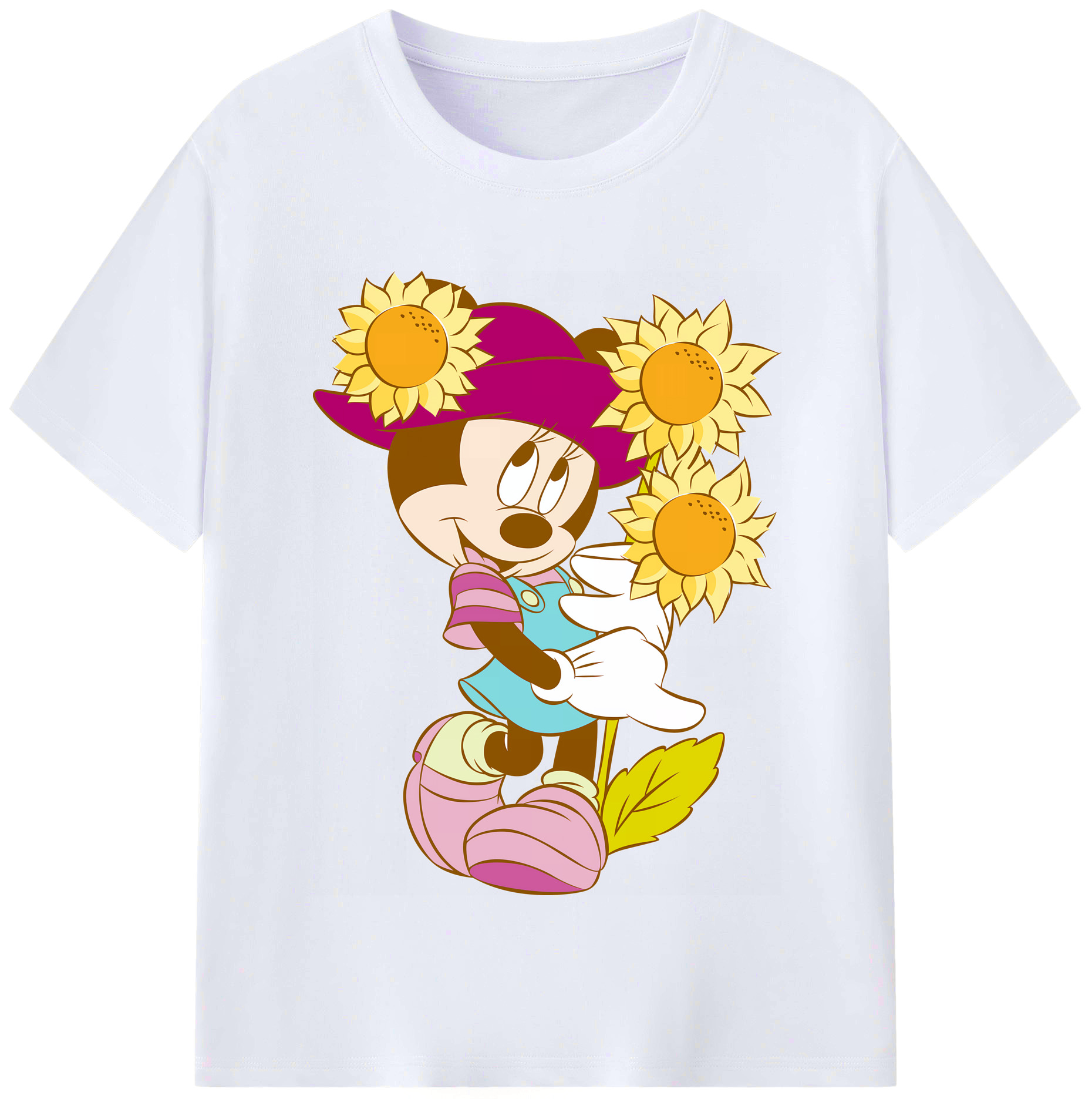 ミッキーマウス Mickey Mouse レディースカジュアルプリントTシャツ（綿100％）