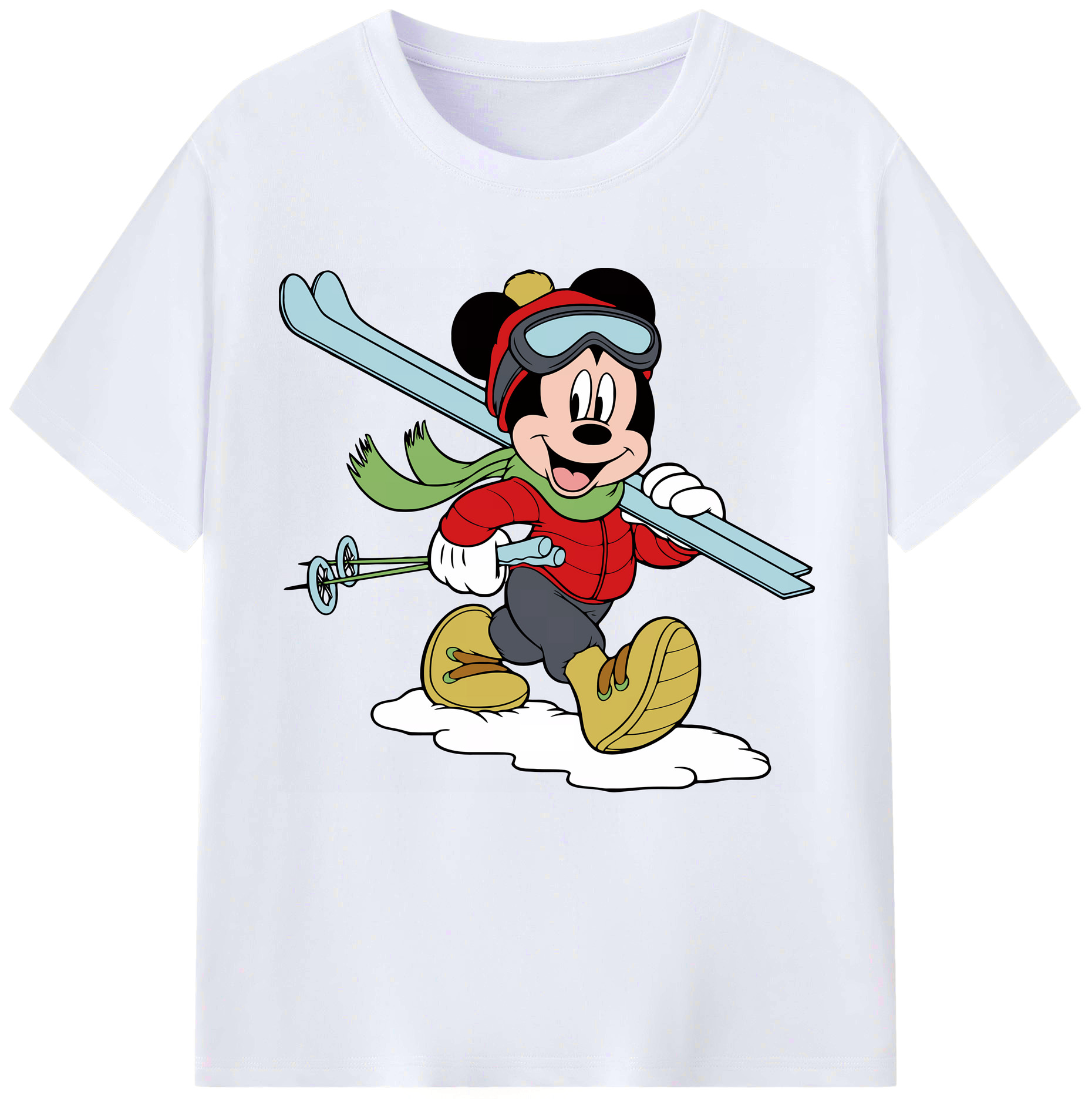 ミッキーマウス Mickey Mouse レディースカジュアルプリントTシャツ（綿100％）