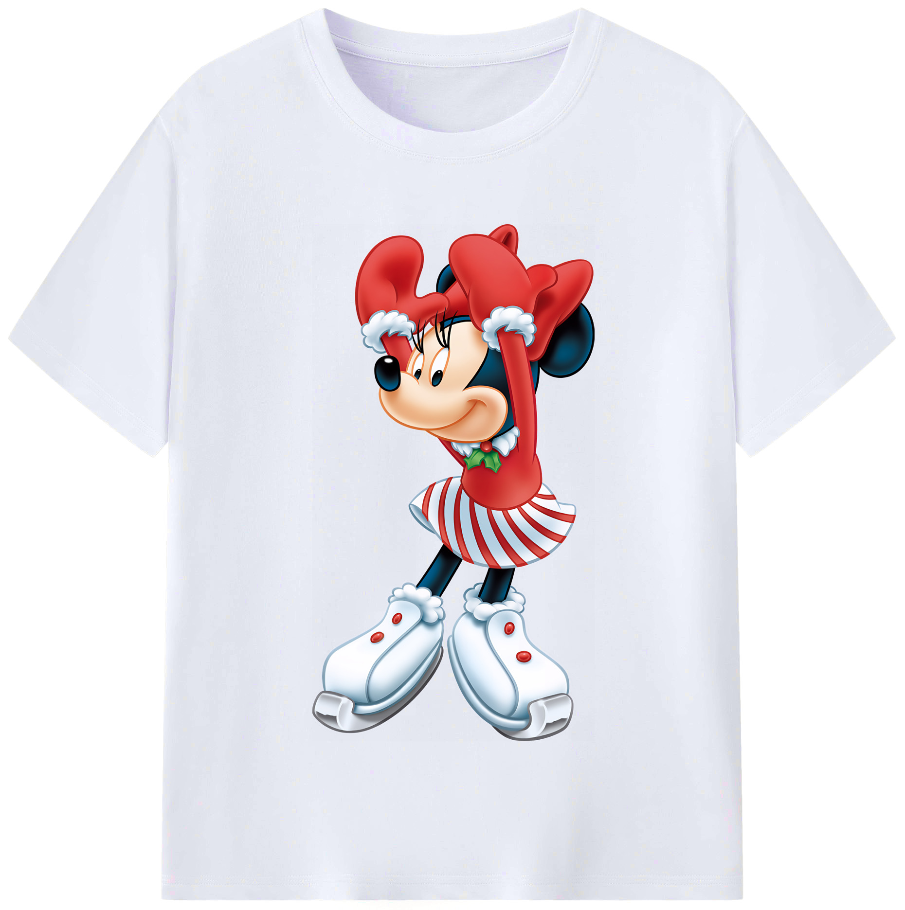 （画像用） ミッキーマウス Mickey Mouse レディースカジュアルプリントTシャツ（綿100％）
