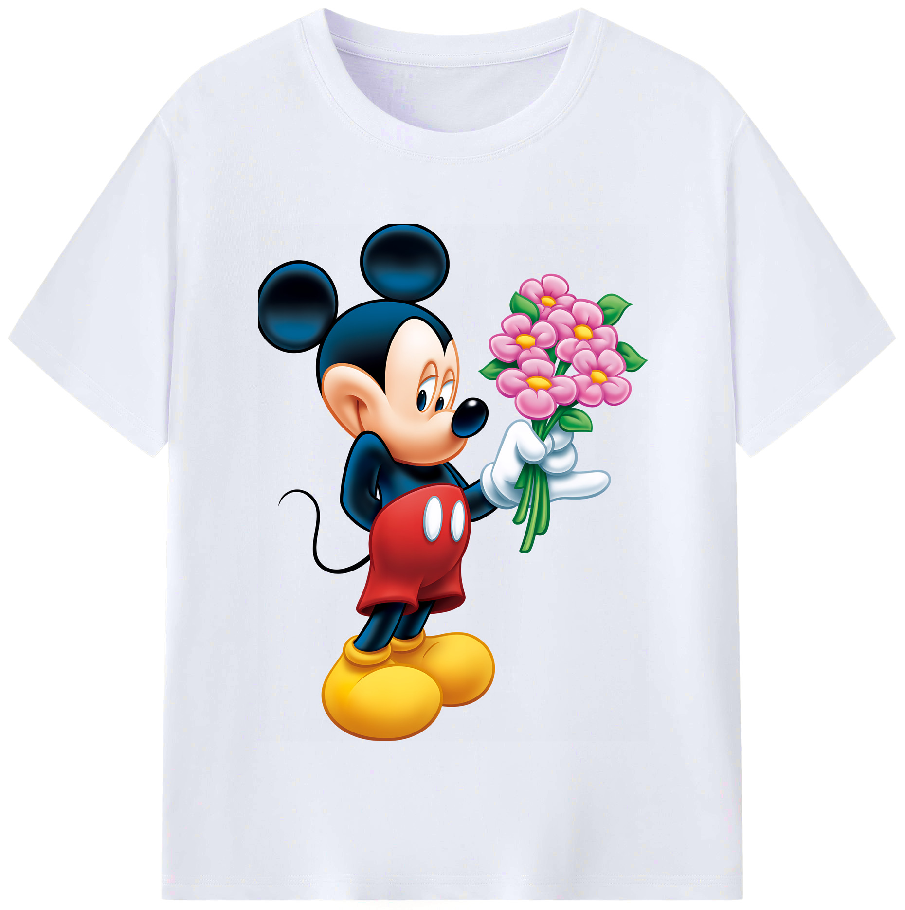（画像用） ミッキーマウス Mickey Mouse レディースカジュアルプリントTシャツ（綿100％）