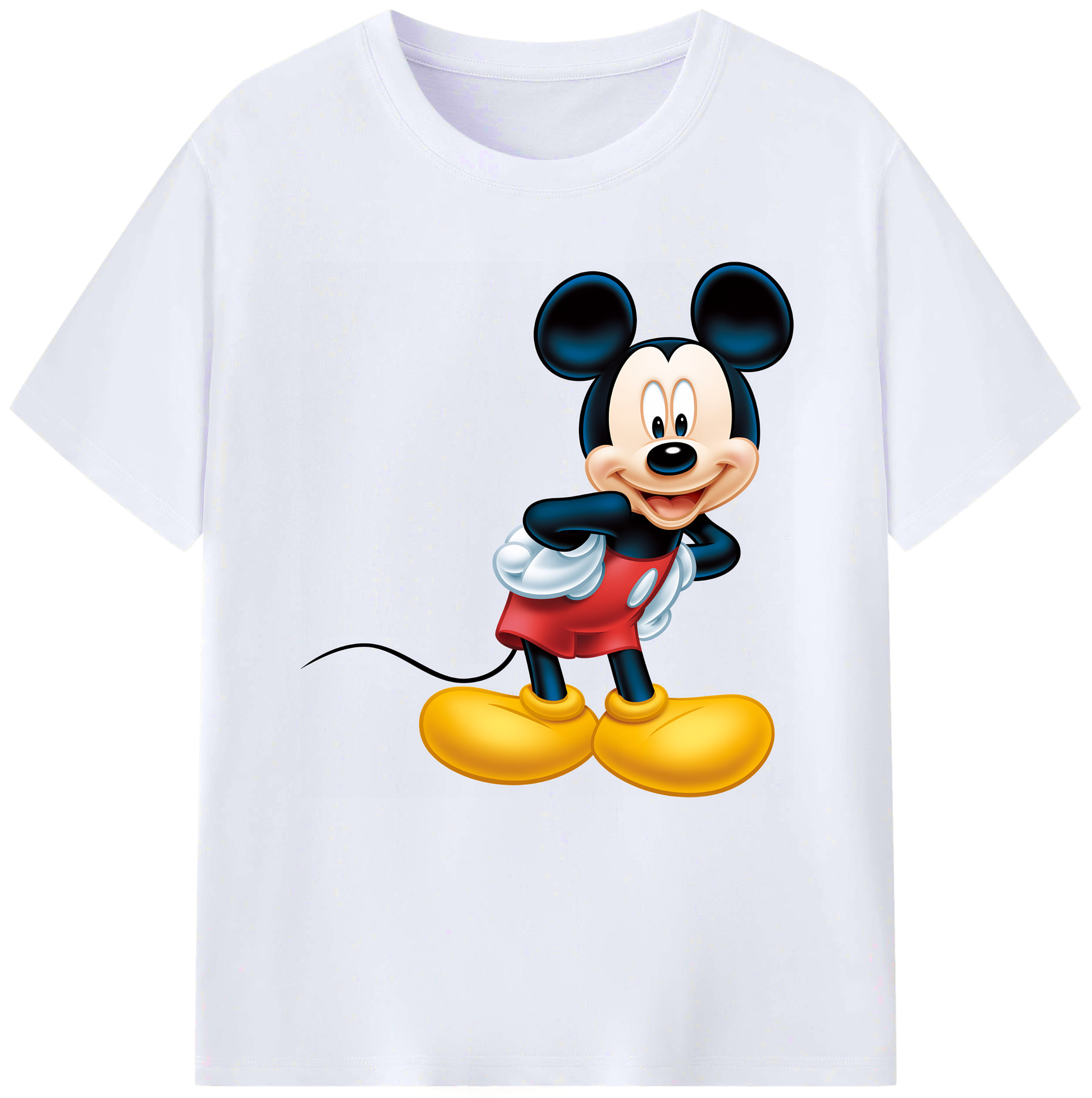 （画像用） ミッキーマウス Mickey Mouse レディースカジュアルプリントTシャツ（綿100％）