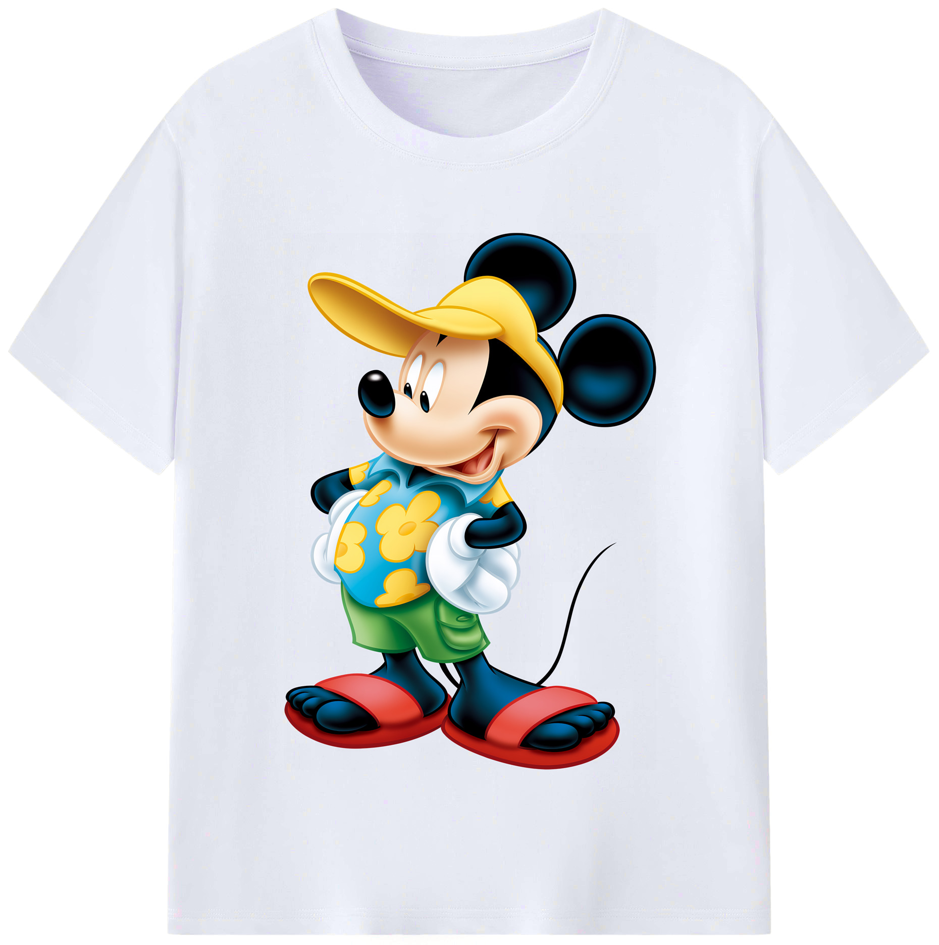 （画像用） ミッキーマウス Mickey Mouse レディースカジュアルプリントTシャツ（綿100％）