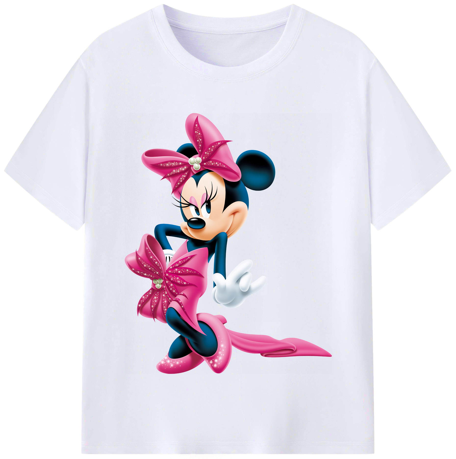 （画像用） ミッキーマウス Mickey Mouse レディースカジュアルプリントTシャツ（綿100％）