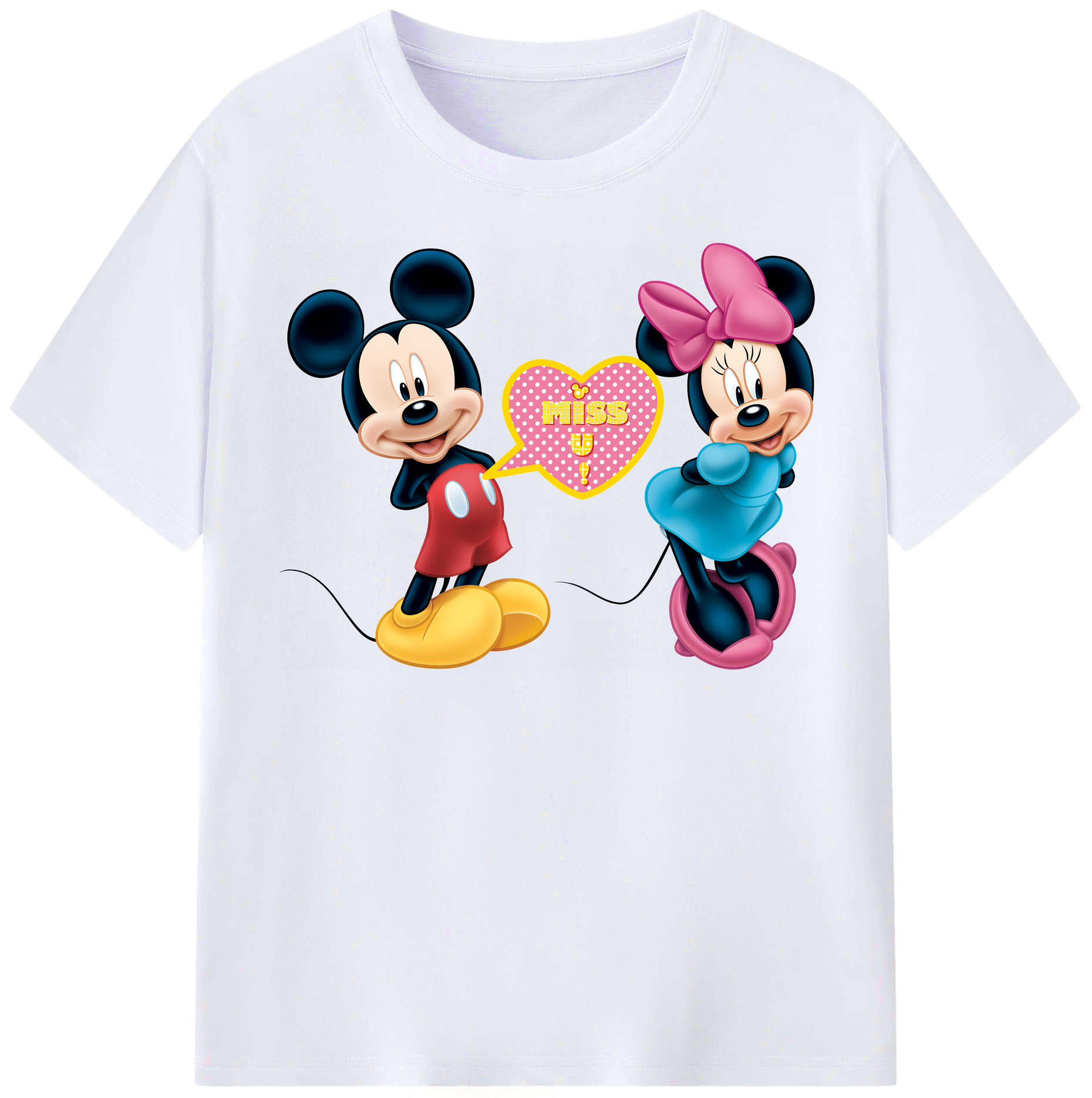 （画像用） ミッキーマウス Mickey Mouse レディースカジュアルプリントTシャツ（綿100％）