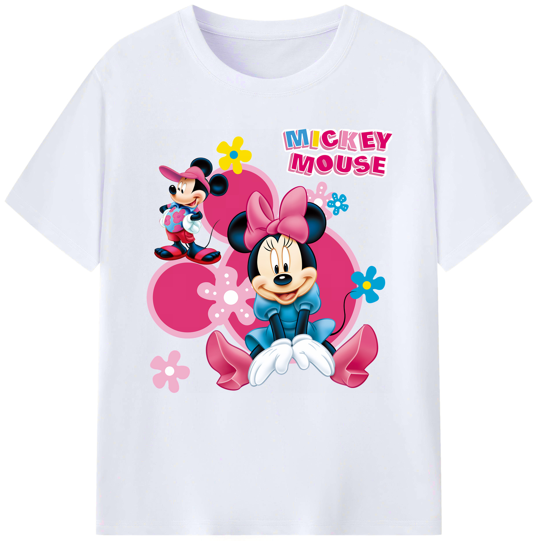 （画像用） ミッキーマウス Mickey Mouse レディースカジュアルプリントTシャツ（綿100％）