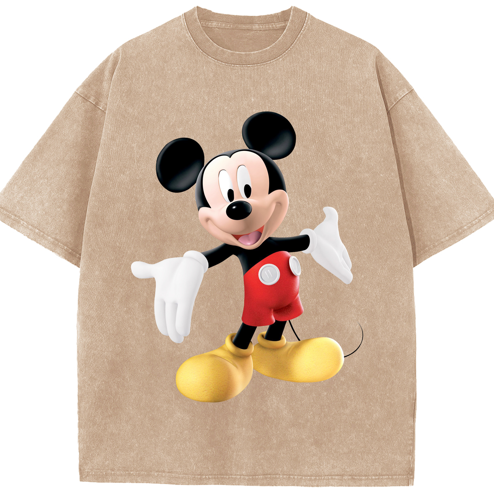 （画像用） ミッキーマウス Mickey Mouse 綿100% ヴィンテージ風 半袖Tシャツ（フロントプリント）