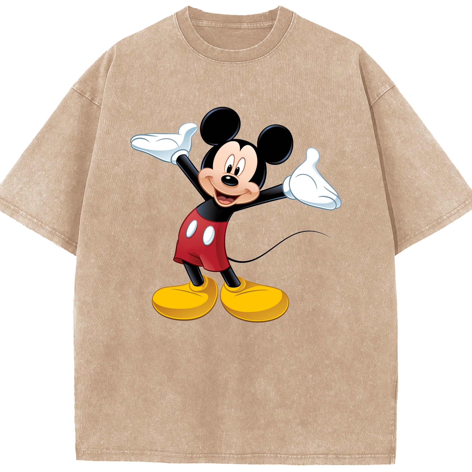 （画像用） ミッキーマウス Mickey Mouse 綿100% ヴィンテージ風 半袖Tシャツ（フロントプリント）