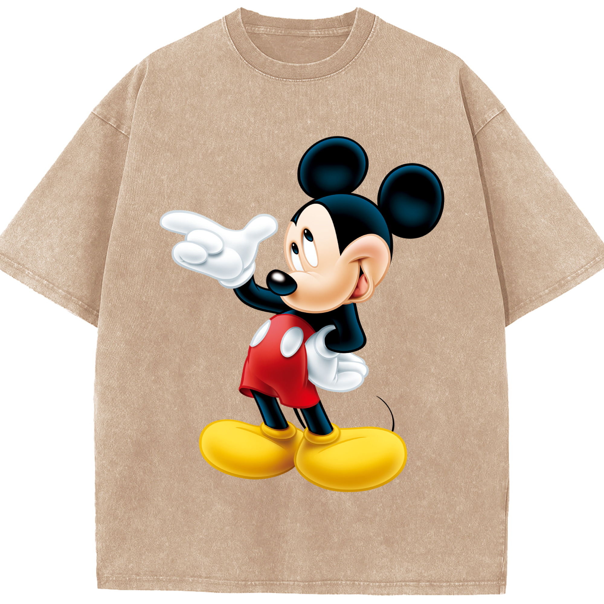 （画像用） ミッキーマウス Mickey Mouse 綿100% ヴィンテージ風 半袖Tシャツ（フロントプリント）