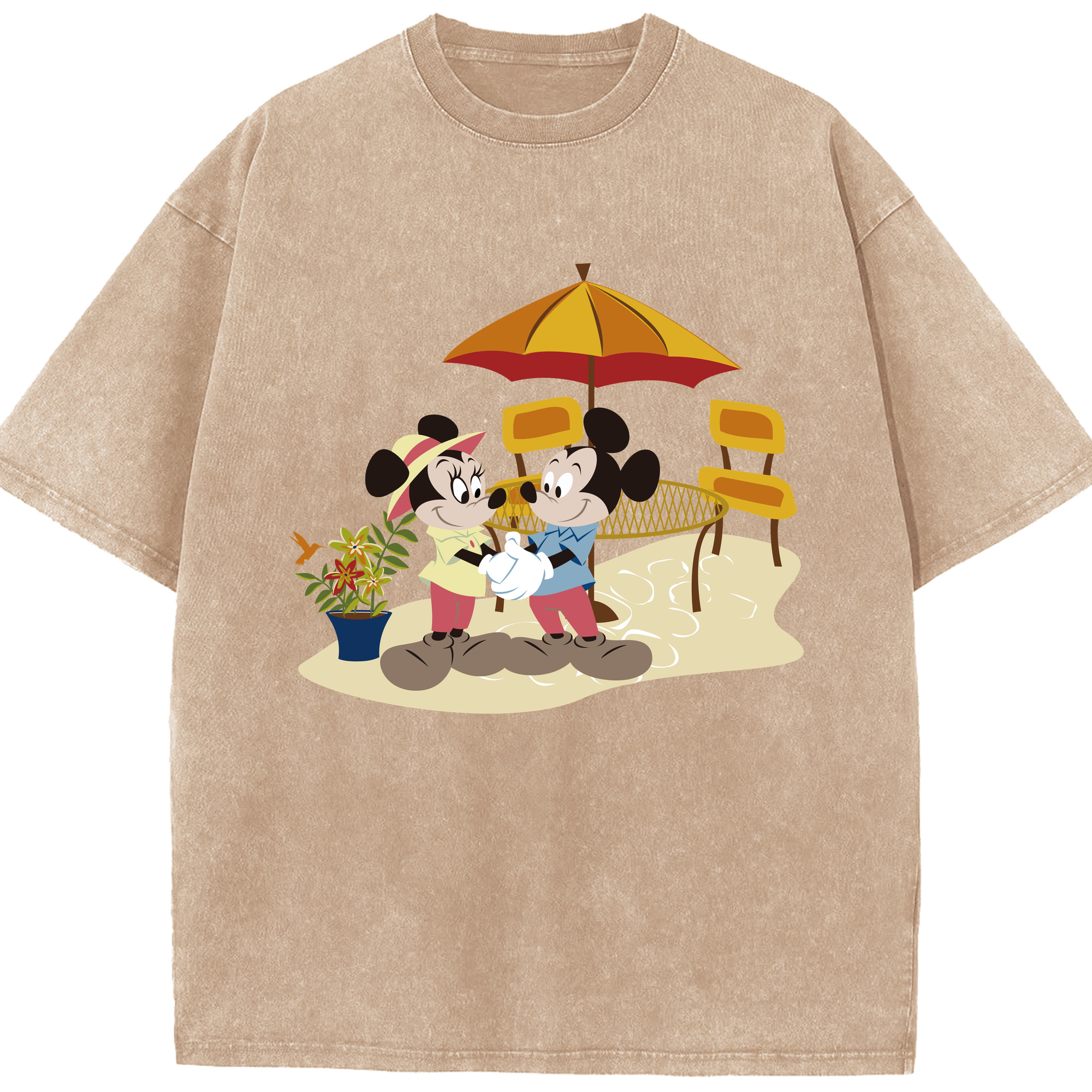 （画像用） ミッキーマウス Mickey Mouse 綿100% ヴィンテージ風 半袖Tシャツ（フロントプリント）