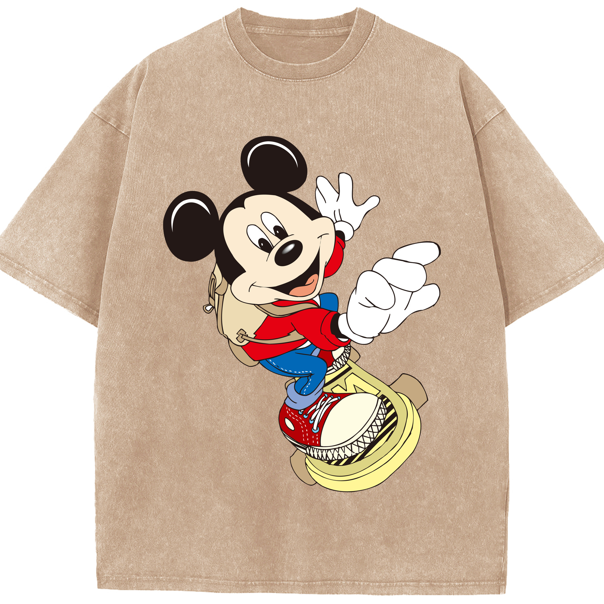 （画像用） ミッキーマウス Mickey Mouse 綿100% ヴィンテージ風 半袖Tシャツ（フロントプリント）