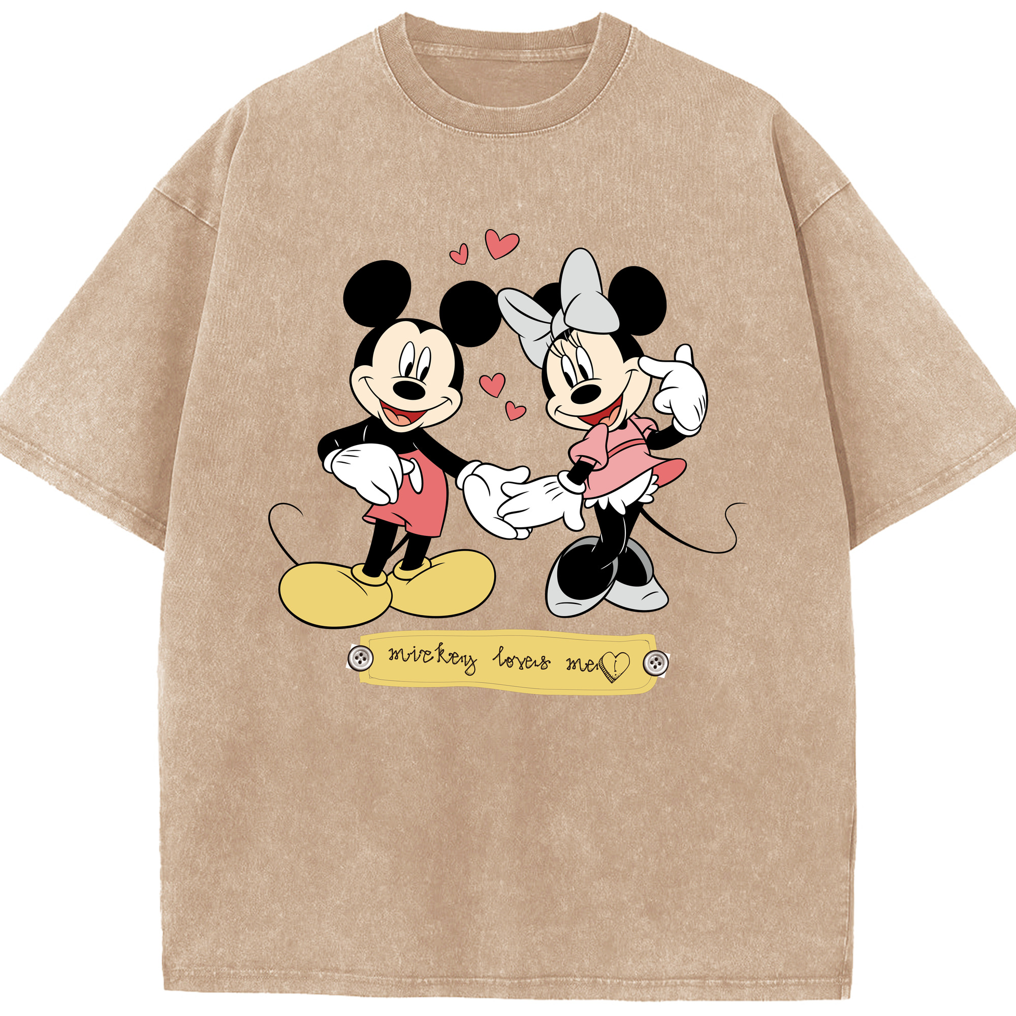 （画像用） ミッキーマウス Mickey Mouse 綿100% ヴィンテージ風 半袖Tシャツ（フロントプリント）