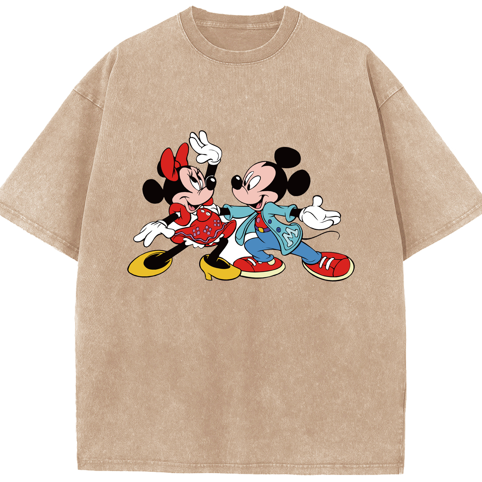 （画像用） ミッキーマウス Mickey Mouse 綿100% ヴィンテージ風 半袖Tシャツ（フロントプリント）