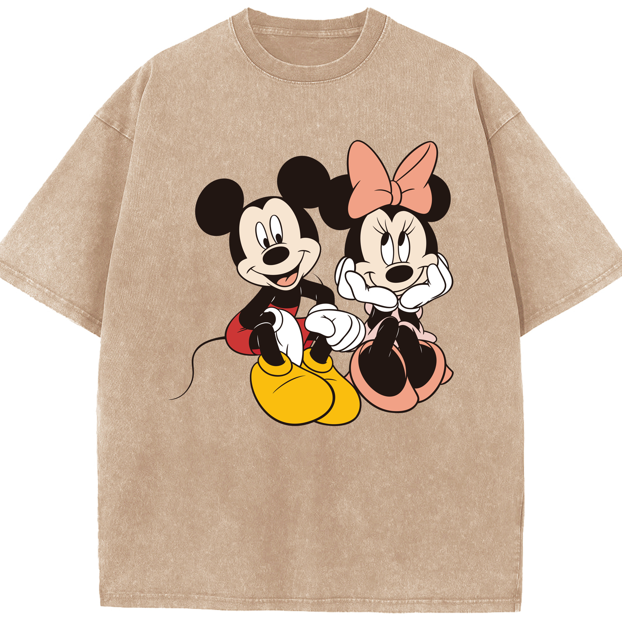 （画像用） ミッキーマウス Mickey Mouse 綿100% ヴィンテージ風 半袖Tシャツ（フロントプリント）