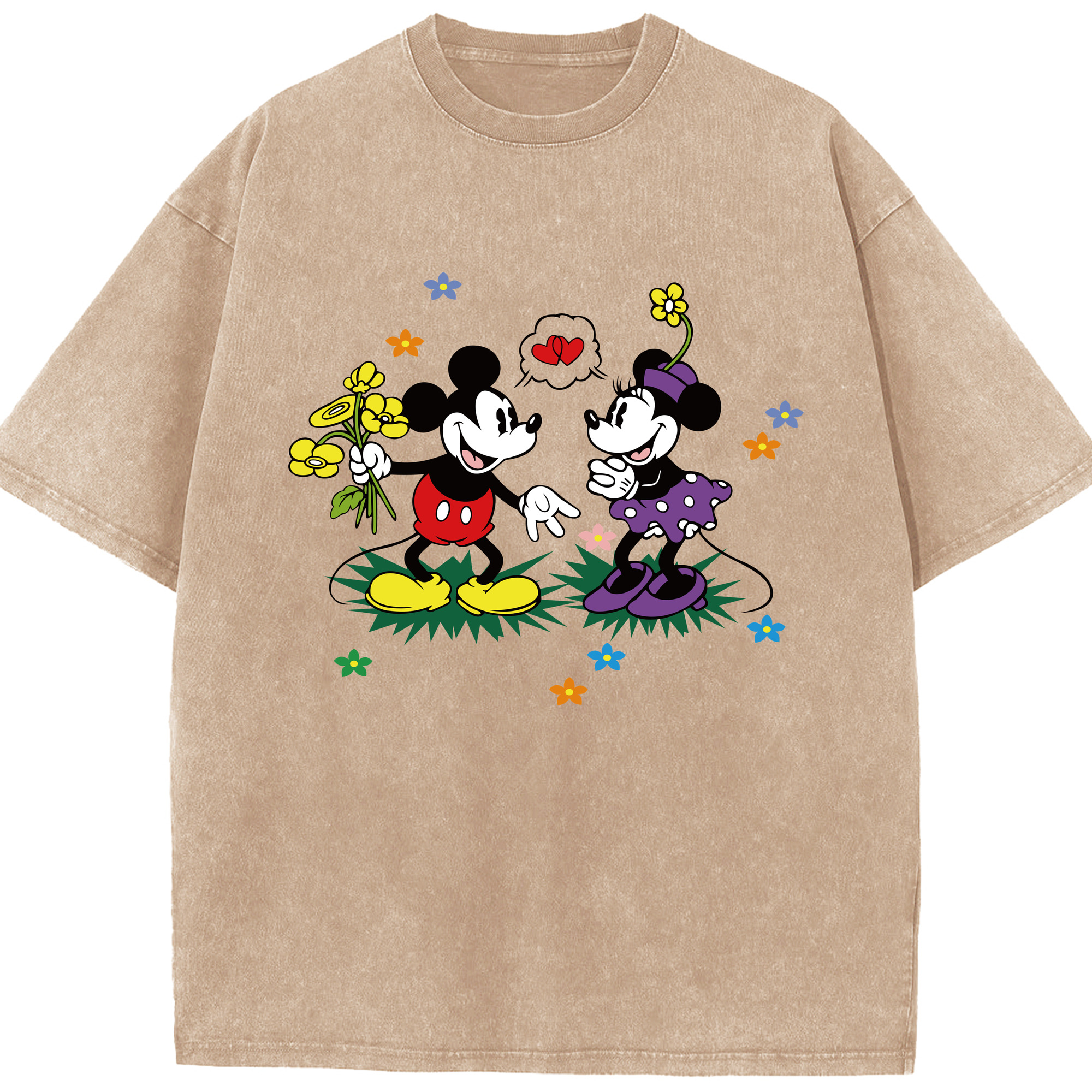 （画像用） ミッキーマウス Mickey Mouse 綿100% ヴィンテージ風 半袖Tシャツ（フロントプリント）