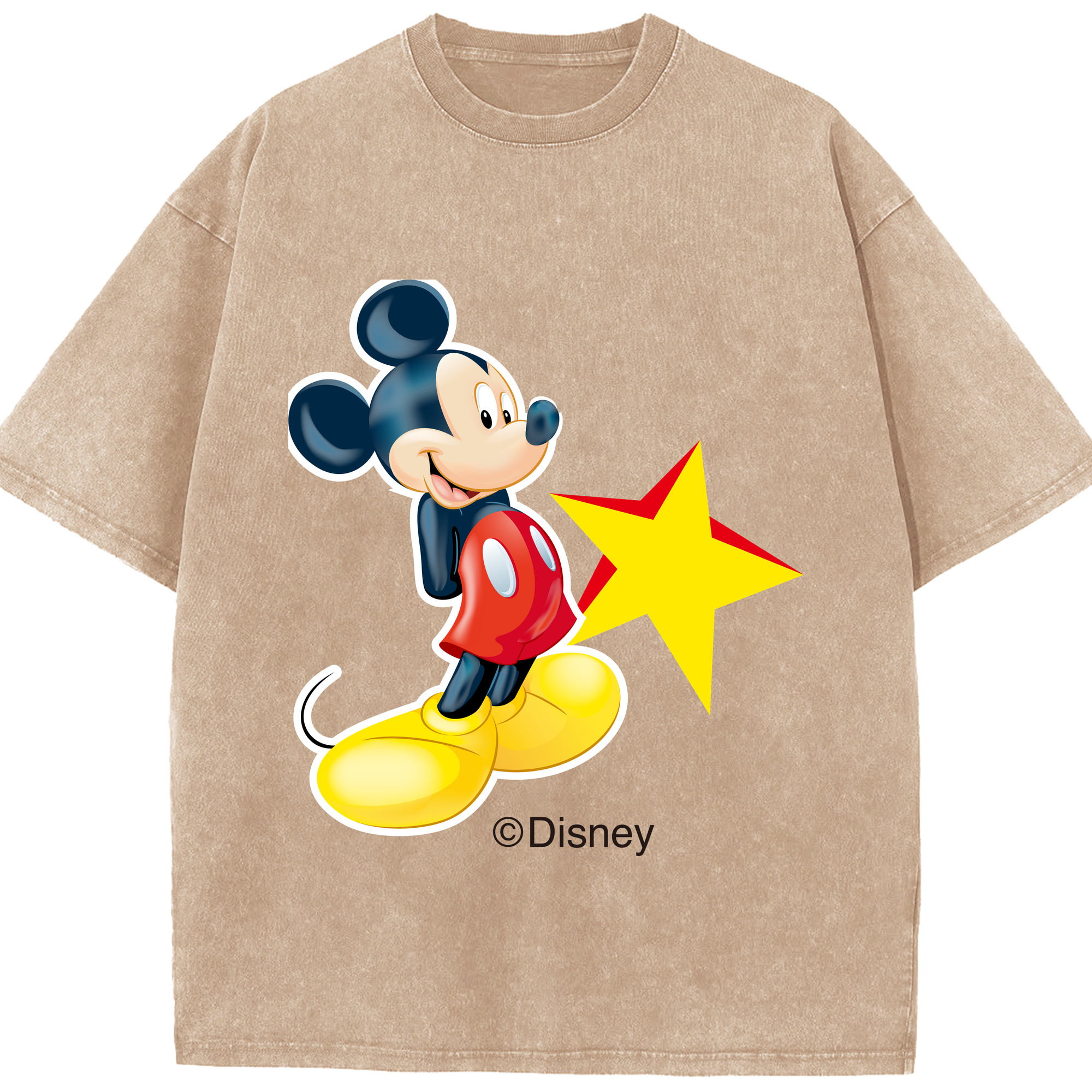 （画像用） ミッキーマウス Mickey Mouse 綿100% ヴィンテージ風 半袖Tシャツ（フロントプリント）
