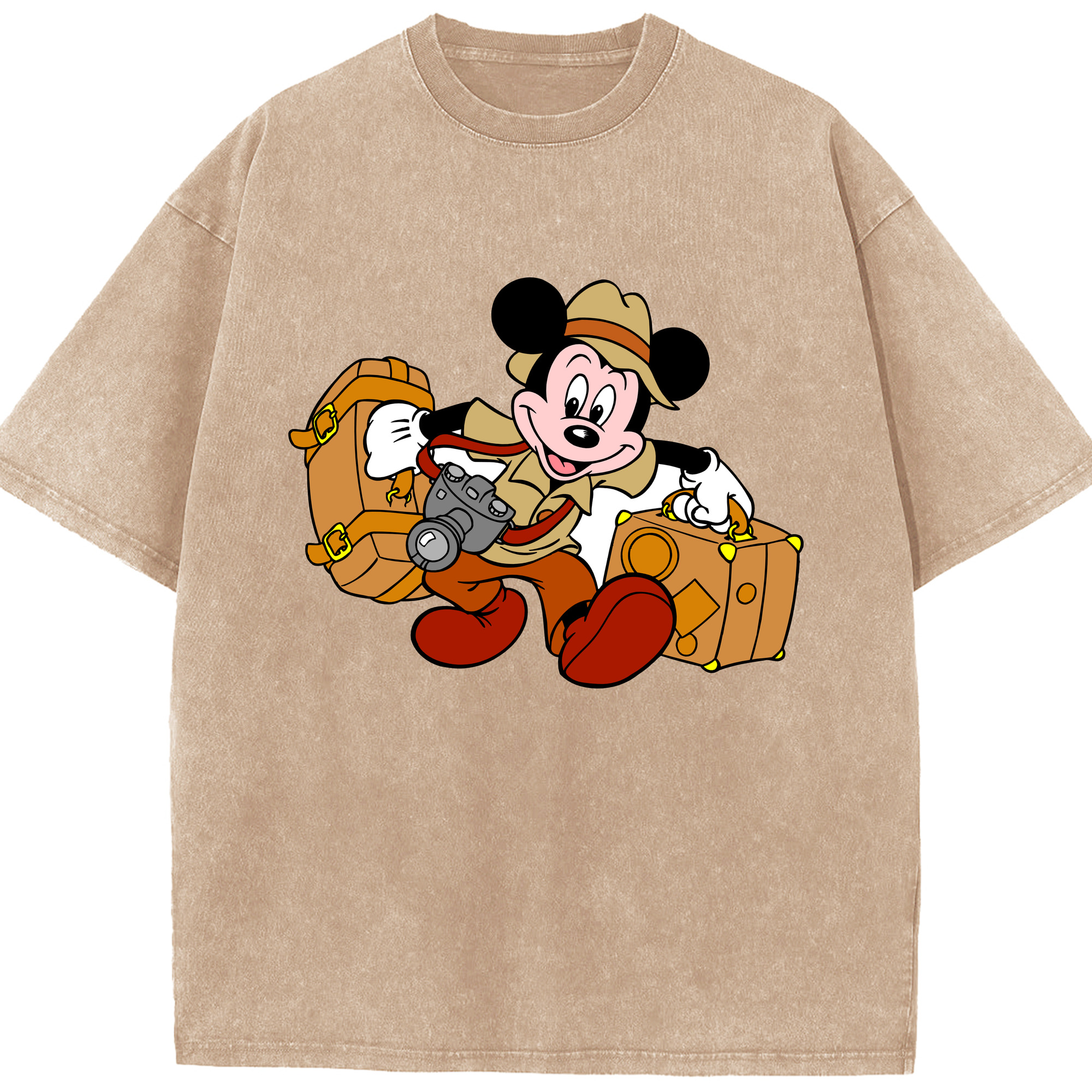 （画像用） ミッキーマウス Mickey Mouse 綿100% ヴィンテージ風 半袖Tシャツ（フロントプリント）