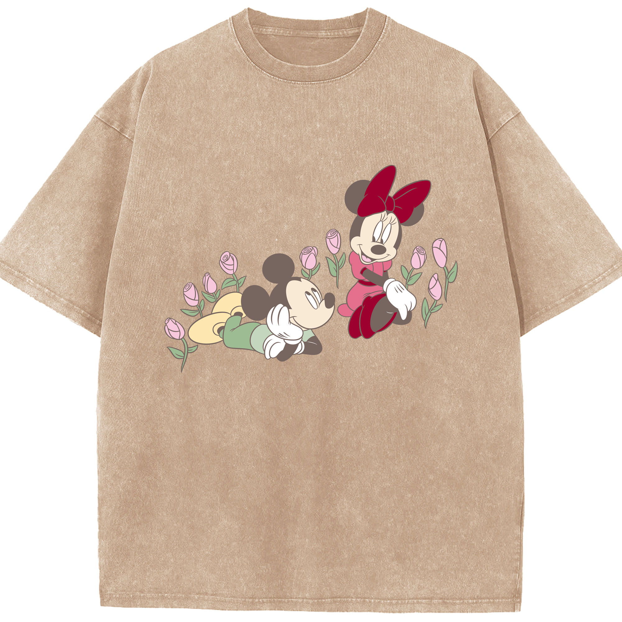 （画像用） ミッキーマウス Mickey Mouse 綿100% ヴィンテージ風 半袖Tシャツ（フロントプリント）