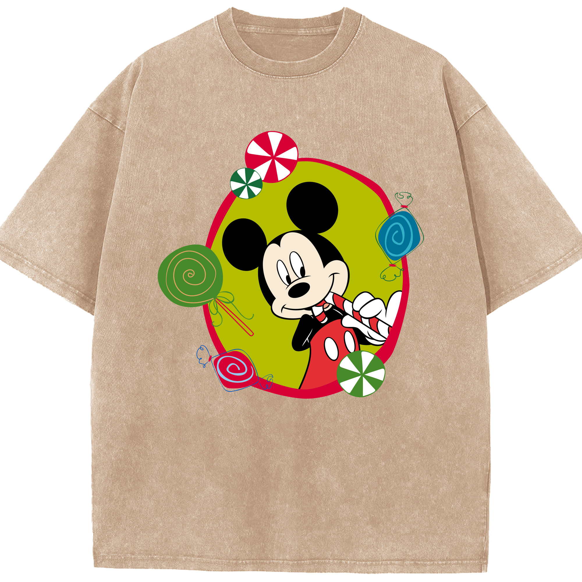 （画像用） ミッキーマウス Mickey Mouse 綿100% ヴィンテージ風 半袖Tシャツ（フロントプリント）