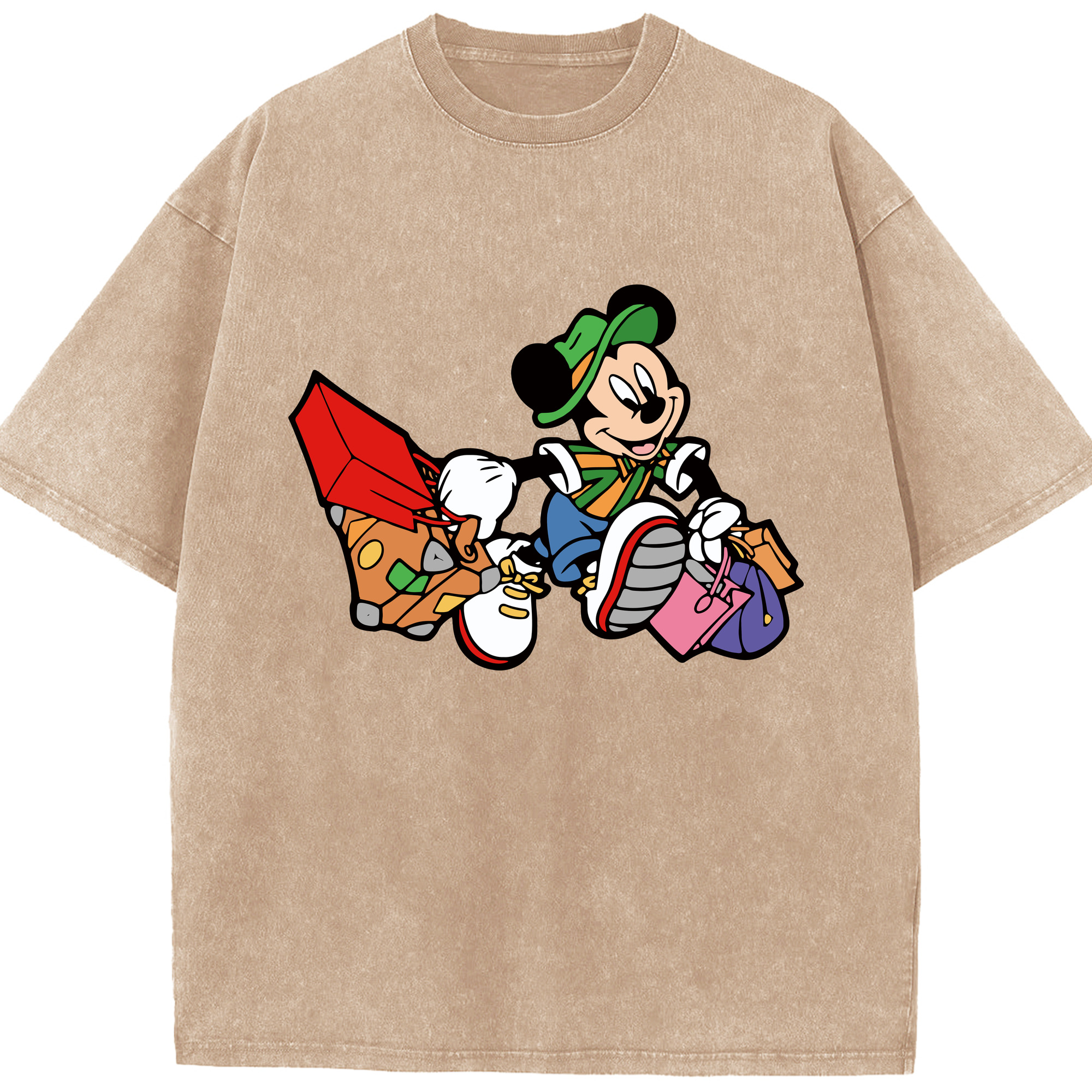 （画像用） ミッキーマウス Mickey Mouse 綿100% ヴィンテージ風 半袖Tシャツ（フロントプリント）