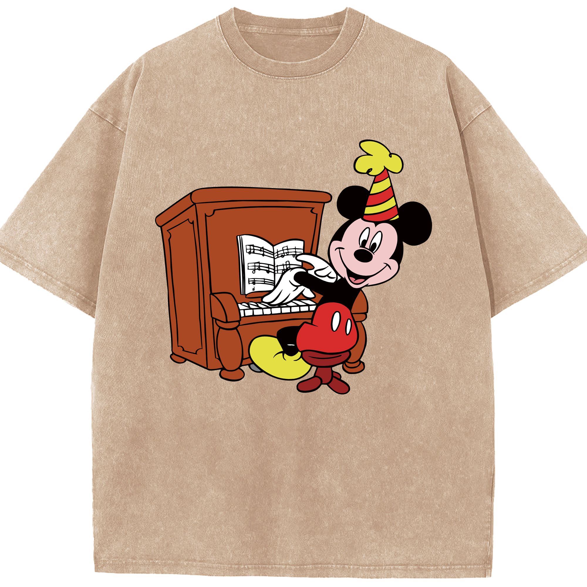 （画像用） ミッキーマウス Mickey Mouse 綿100% ヴィンテージ風 半袖Tシャツ（フロントプリント）