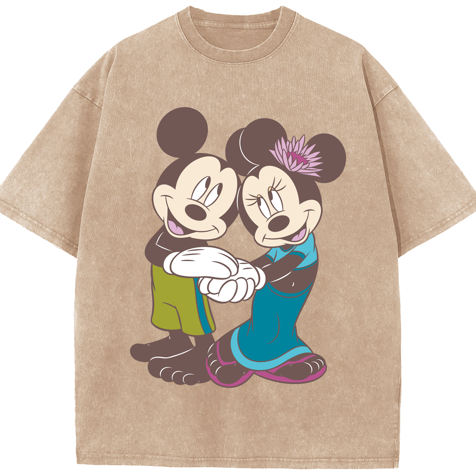 （画像用） ミッキーマウス Mickey Mouse 綿100% ヴィンテージ風 半袖Tシャツ（フロントプリント）
