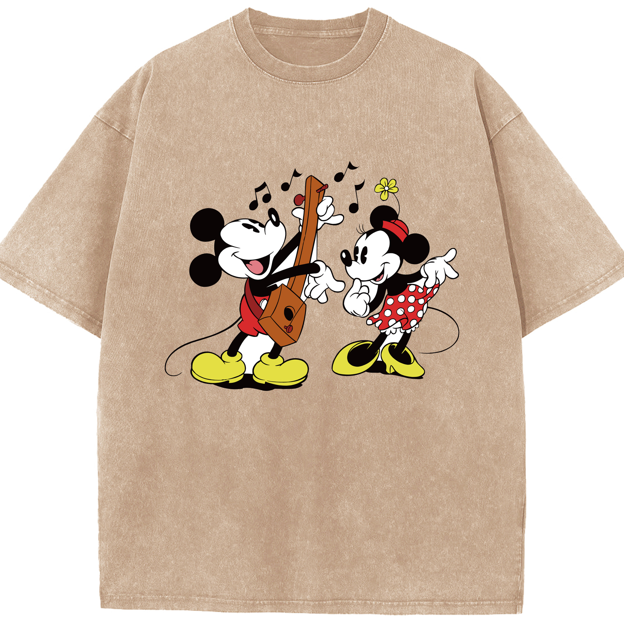 （画像用） ミッキーマウス Mickey Mouse 綿100% ヴィンテージ風 半袖Tシャツ（フロントプリント）