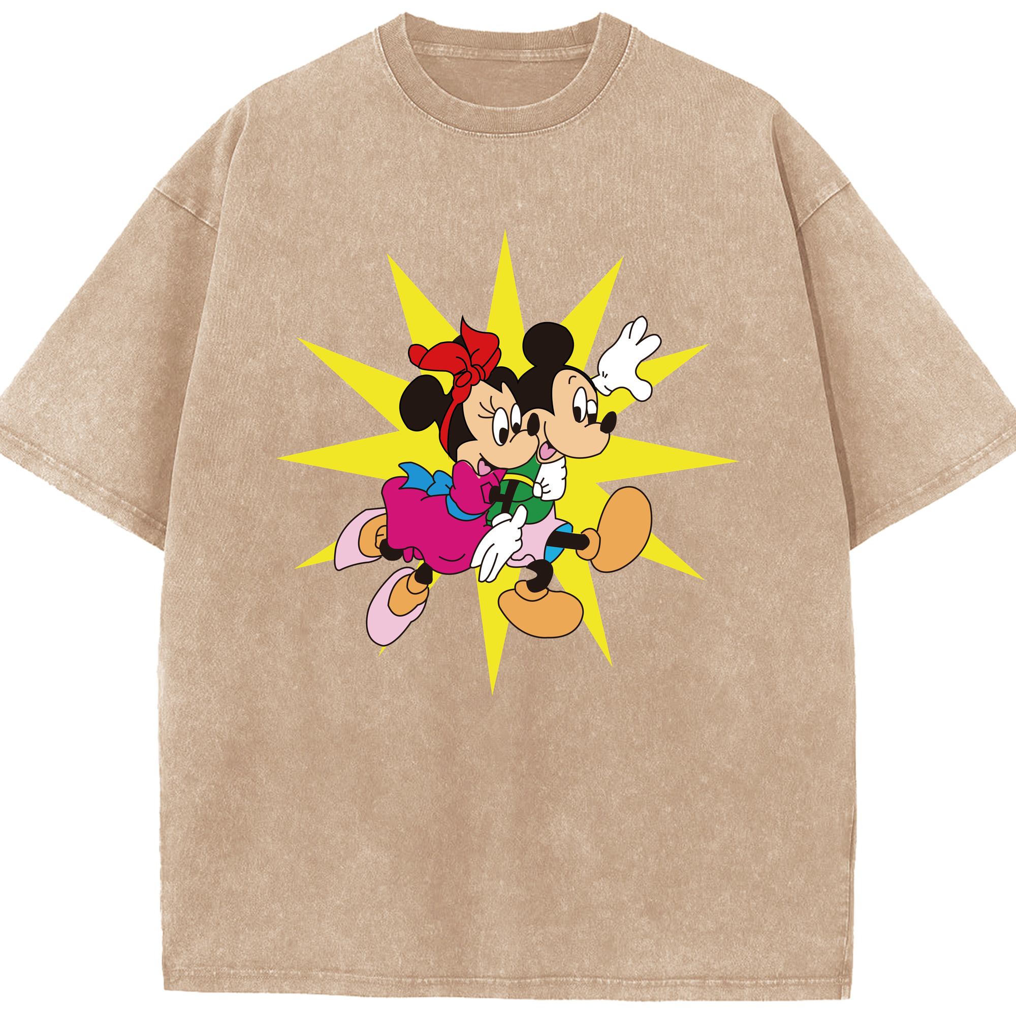 （画像用） ミッキーマウス Mickey Mouse 綿100% ヴィンテージ風 半袖Tシャツ（フロントプリント）