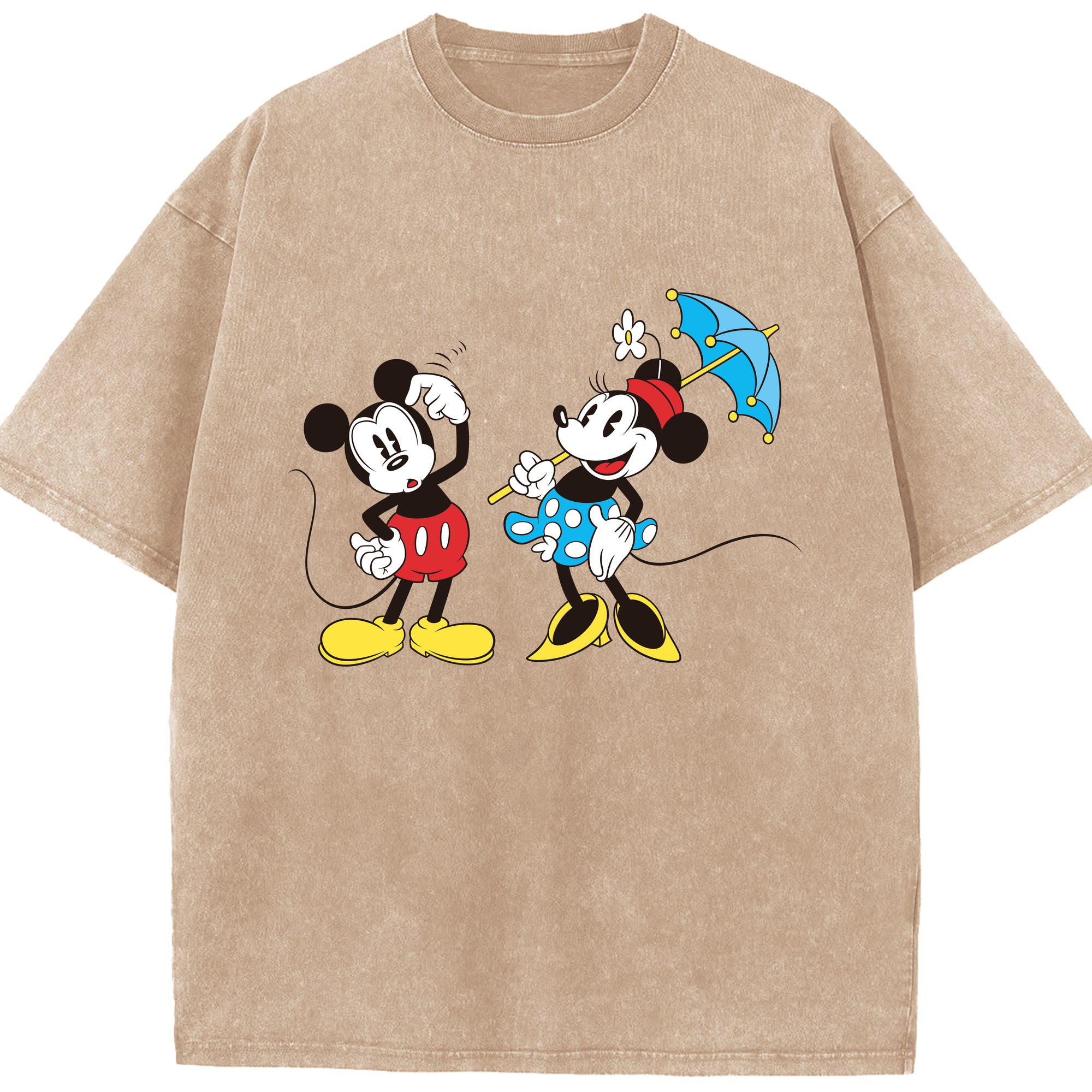 （画像用） ミッキーマウス Mickey Mouse 綿100% ヴィンテージ風 半袖Tシャツ（フロントプリント）