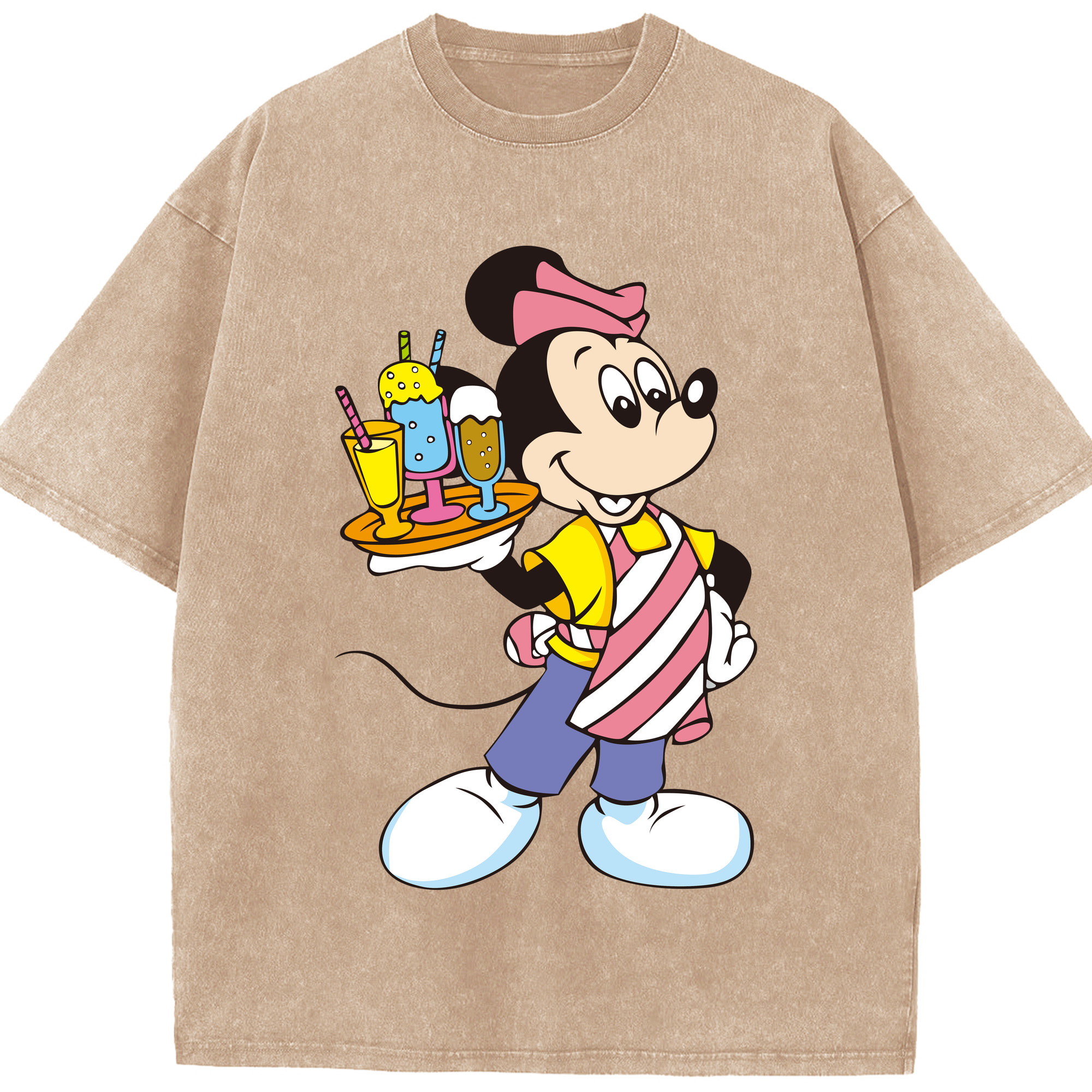 （画像用） ミッキーマウス Mickey Mouse 綿100% ヴィンテージ風 半袖Tシャツ（フロントプリント）