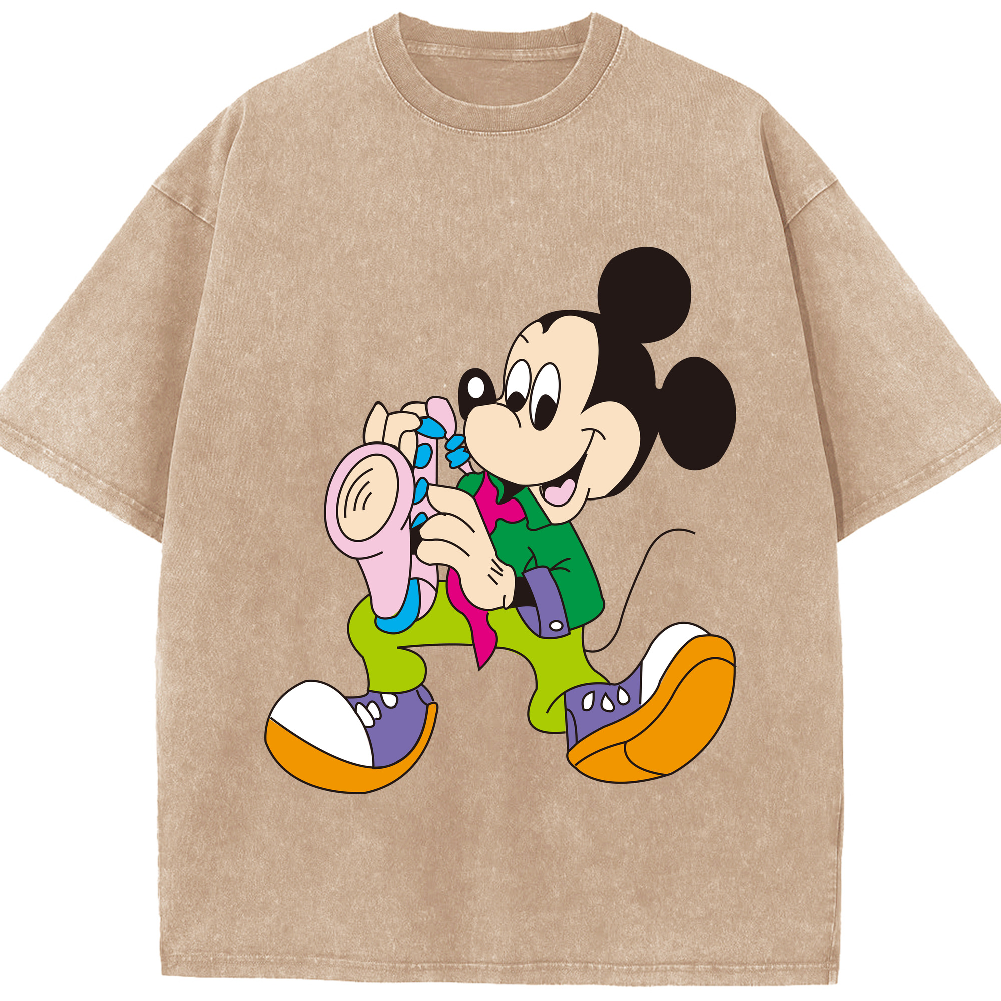 （画像用） ミッキーマウス Mickey Mouse 綿100% ヴィンテージ風 半袖Tシャツ（フロントプリント）