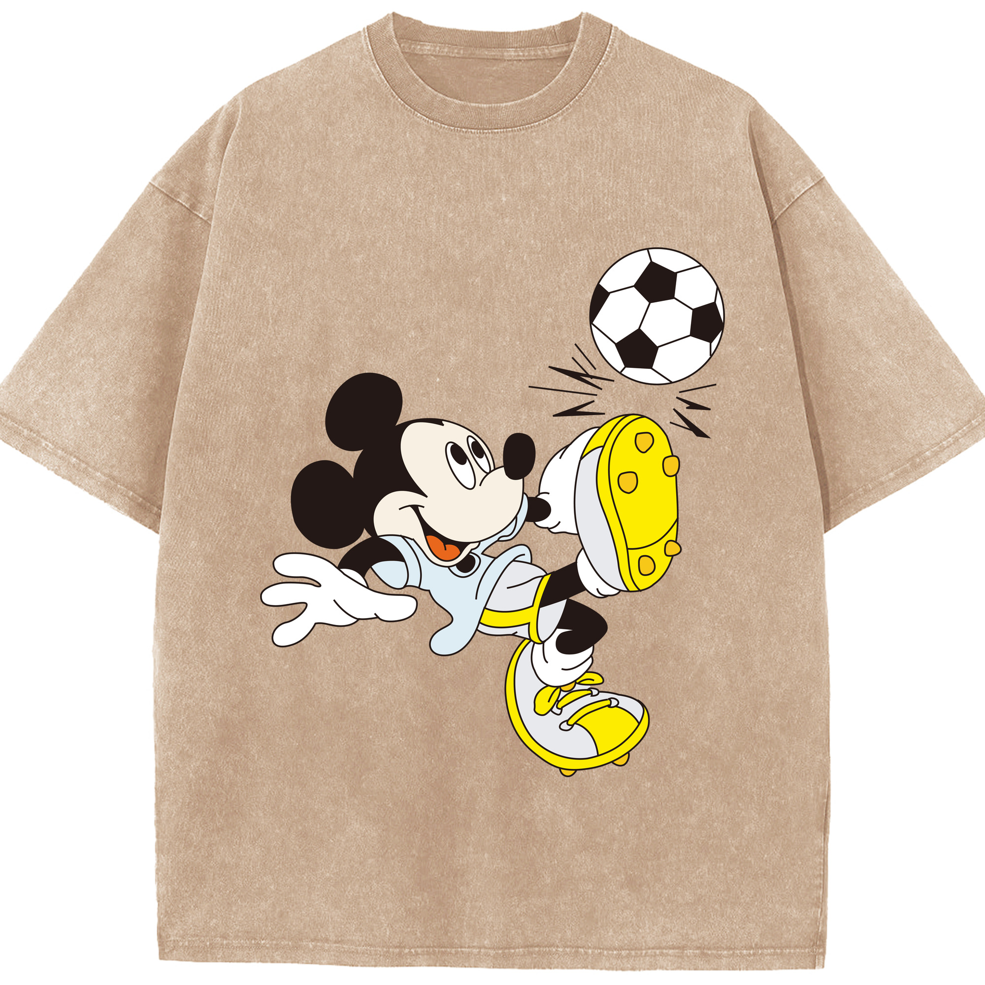 （画像用） ミッキーマウス Mickey Mouse 綿100% ヴィンテージ風 半袖Tシャツ（フロントプリント）