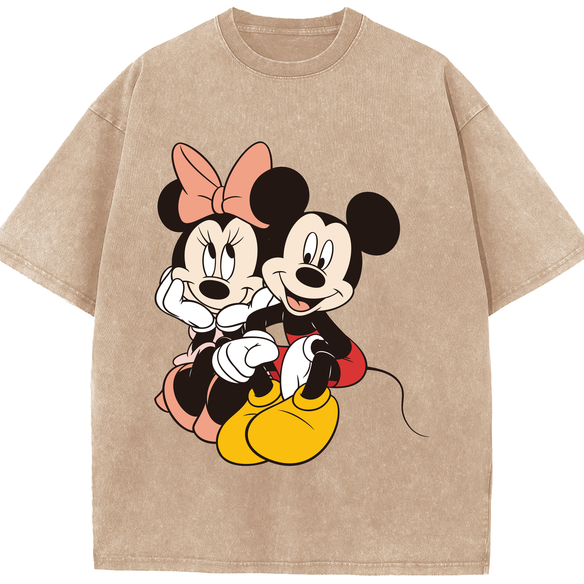 （画像用） ミッキーマウス Mickey Mouse 綿100% ヴィンテージ風 半袖Tシャツ（フロントプリント）