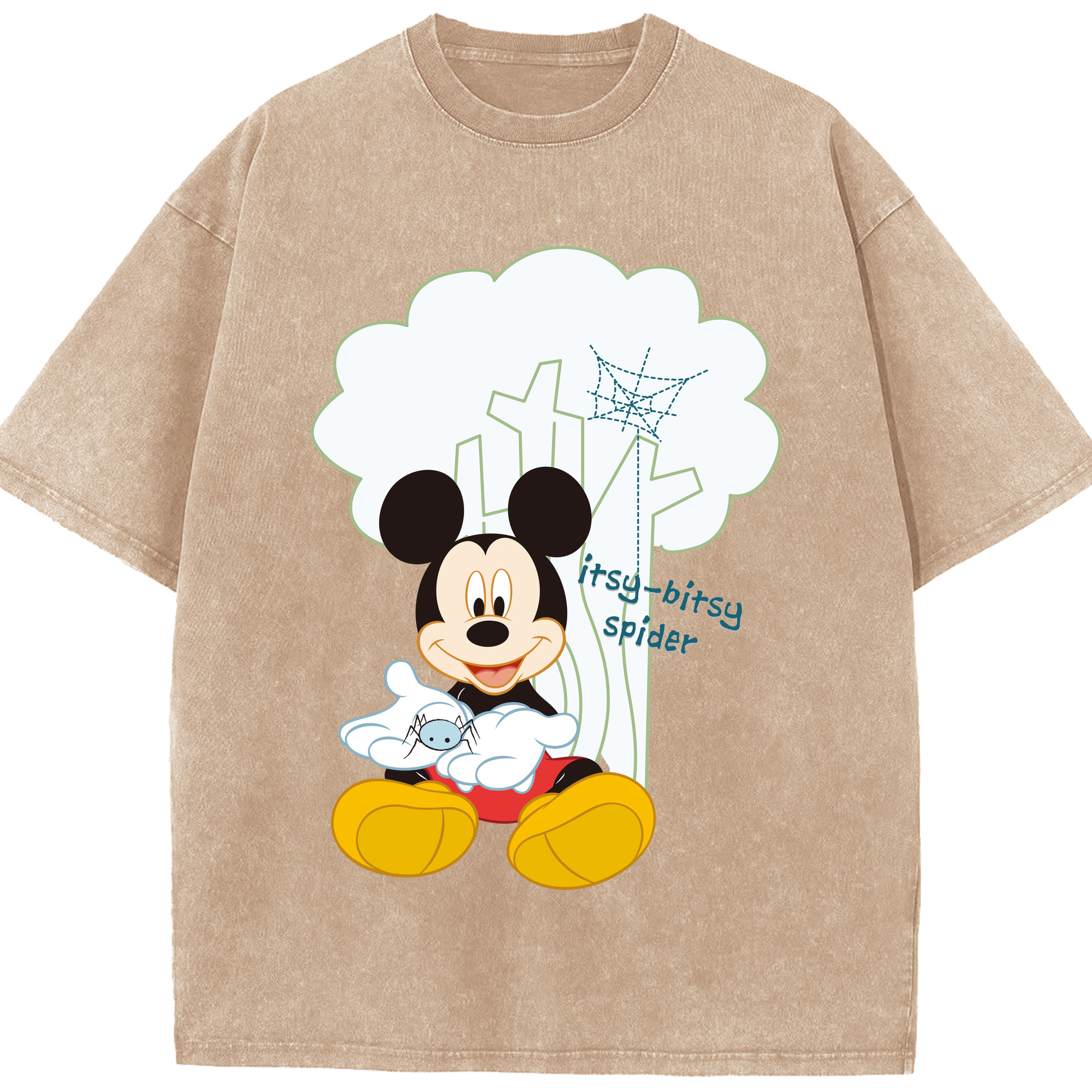 （画像用） ミッキーマウス Mickey Mouse 綿100% ヴィンテージ風 半袖Tシャツ（フロントプリント）