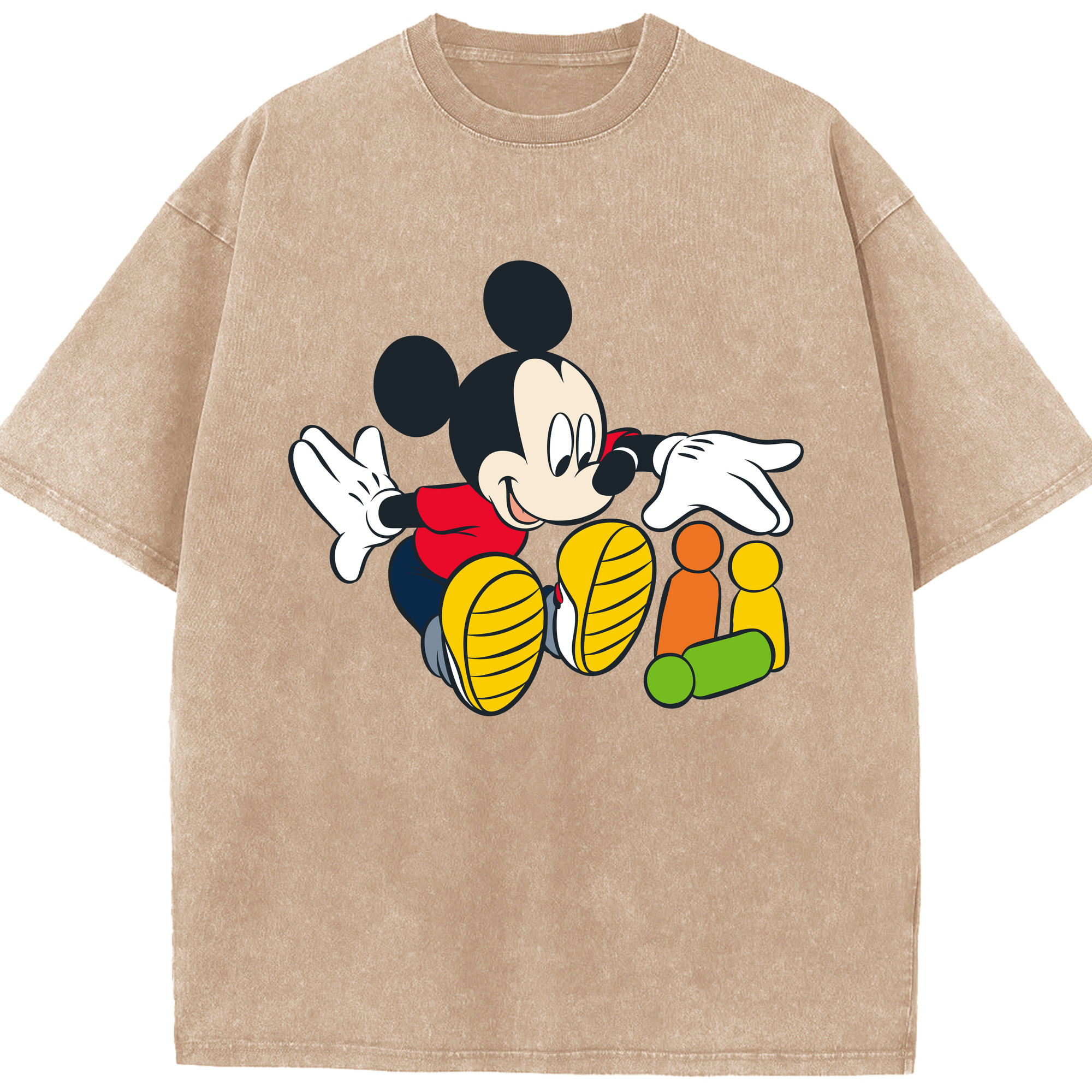 （画像用） ミッキーマウス Mickey Mouse 綿100% ヴィンテージ風 半袖Tシャツ（フロントプリント）