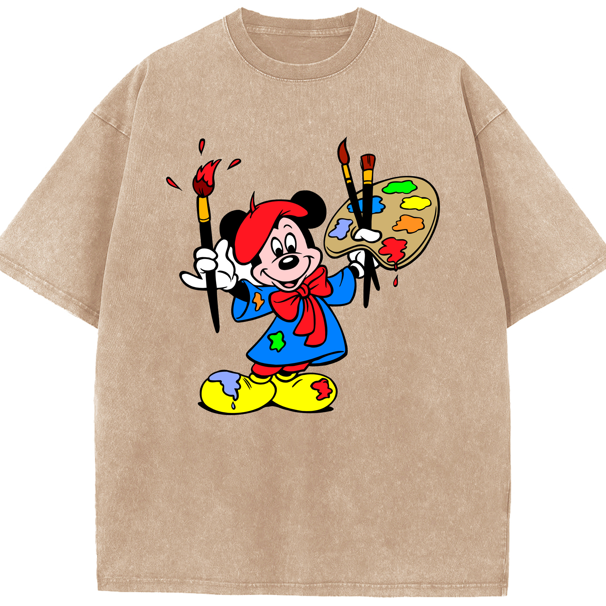 （画像用） ミッキーマウス Mickey Mouse 綿100% ヴィンテージ風 半袖Tシャツ（フロントプリント）