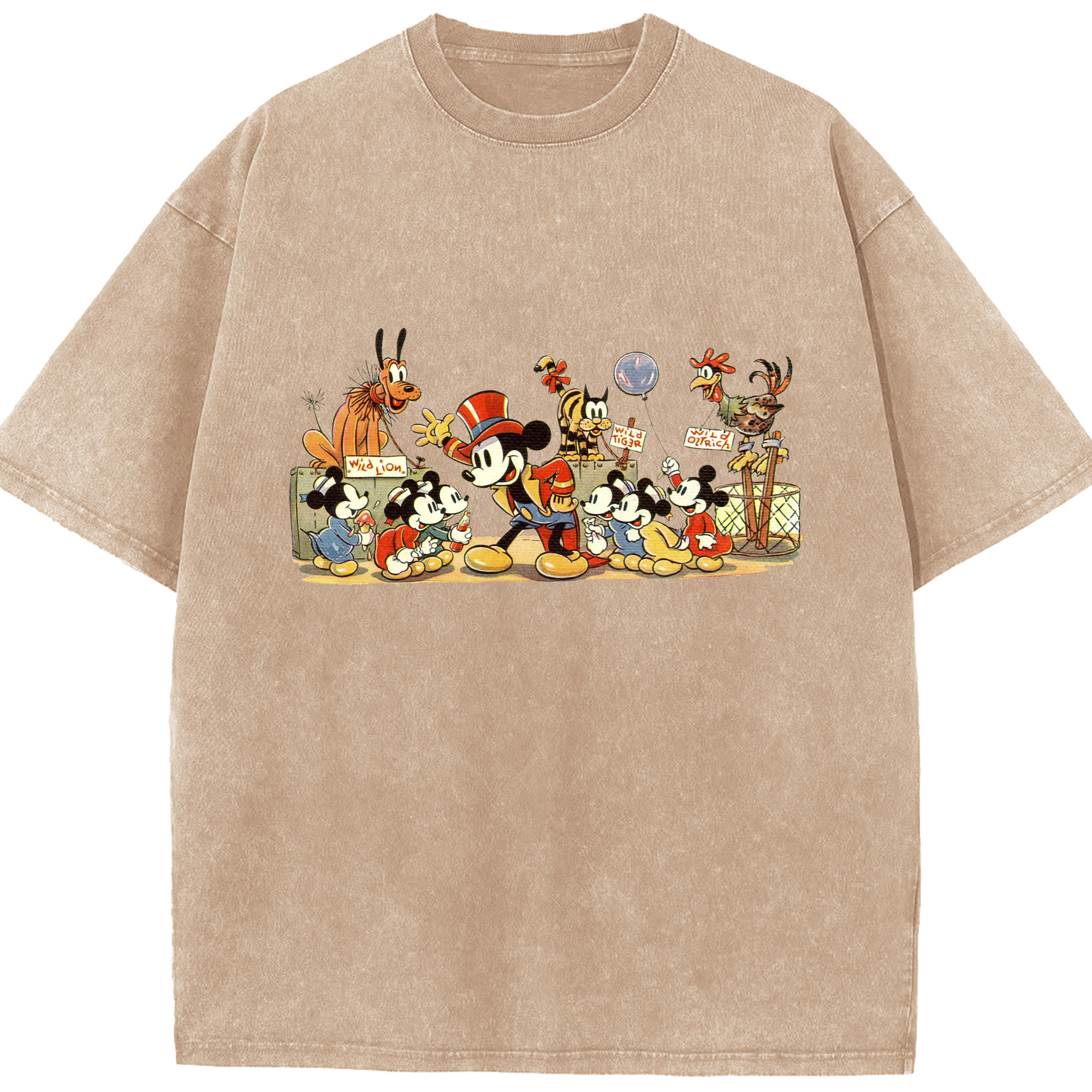 （画像用） ミッキーマウス Mickey Mouse 綿100% ヴィンテージ風 半袖Tシャツ（フロントプリント）