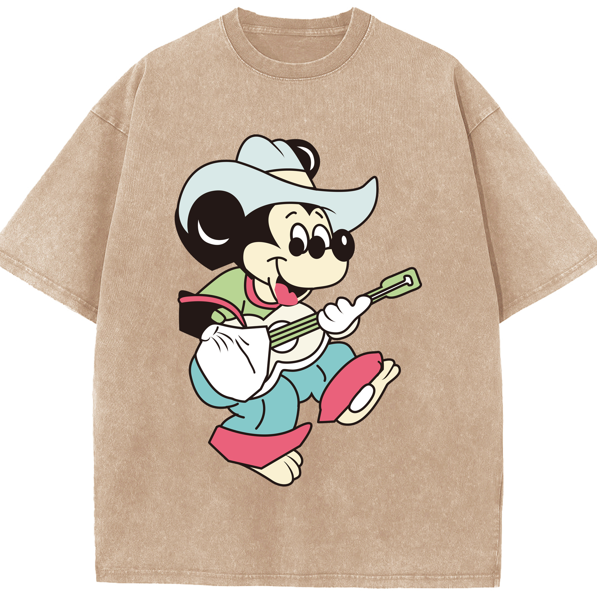 （画像用） ミッキーマウス Mickey Mouse 綿100% ヴィンテージ風 半袖Tシャツ（フロントプリント）