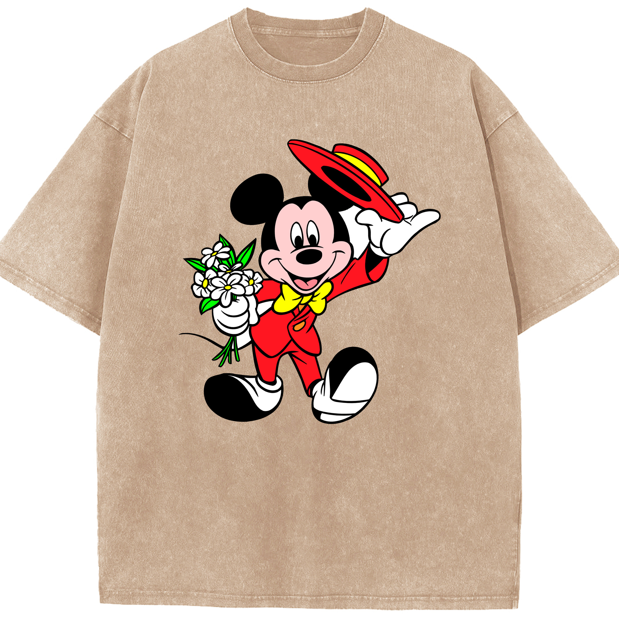 （画像用） ミッキーマウス Mickey Mouse 綿100% ヴィンテージ風 半袖Tシャツ（フロントプリント）