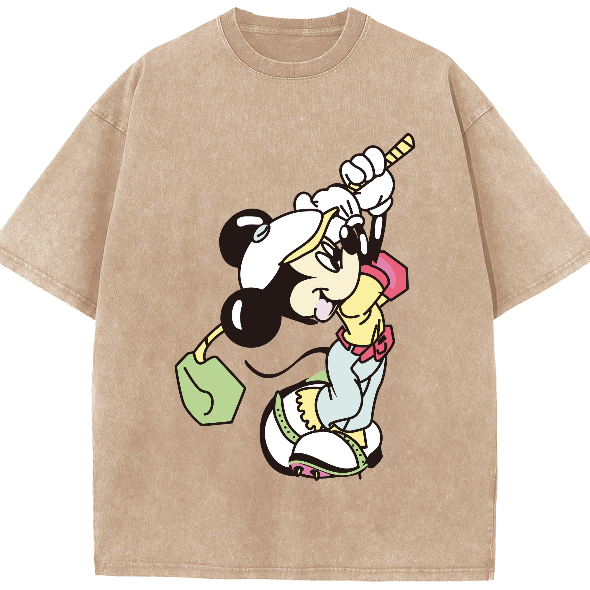 （画像用） ミッキーマウス Mickey Mouse 綿100% ヴィンテージ風 半袖Tシャツ（フロントプリント）